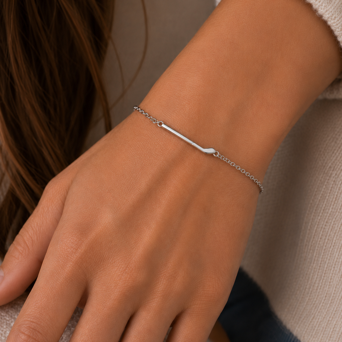 Sterling Silver Hockey stick bracelet