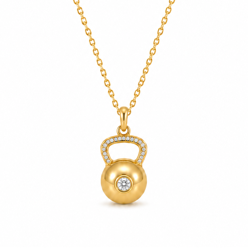 Gold Kettlebell Fitness Necklace