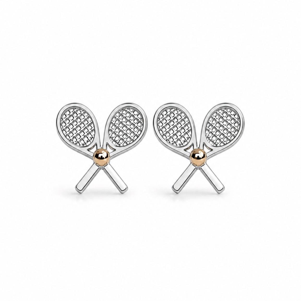 Boucles d'oreilles tennis en argent sterling et or jaune 14 carats