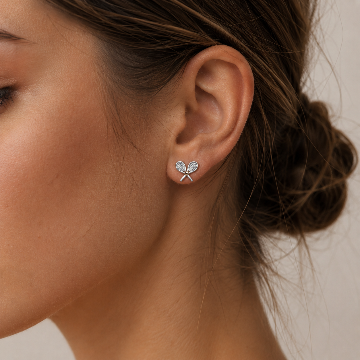 Boucles d'oreilles tennis en argent sterling et or jaune 14 carats