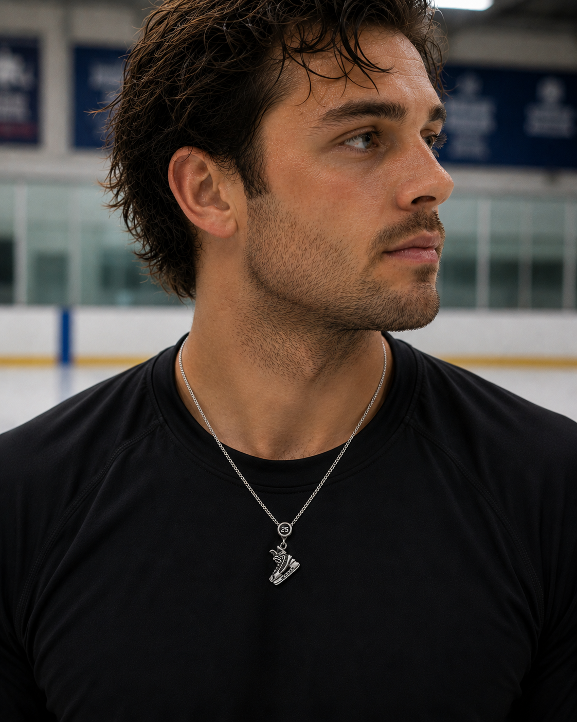 Personalized Sterling Silver Hockey Skate Necklace