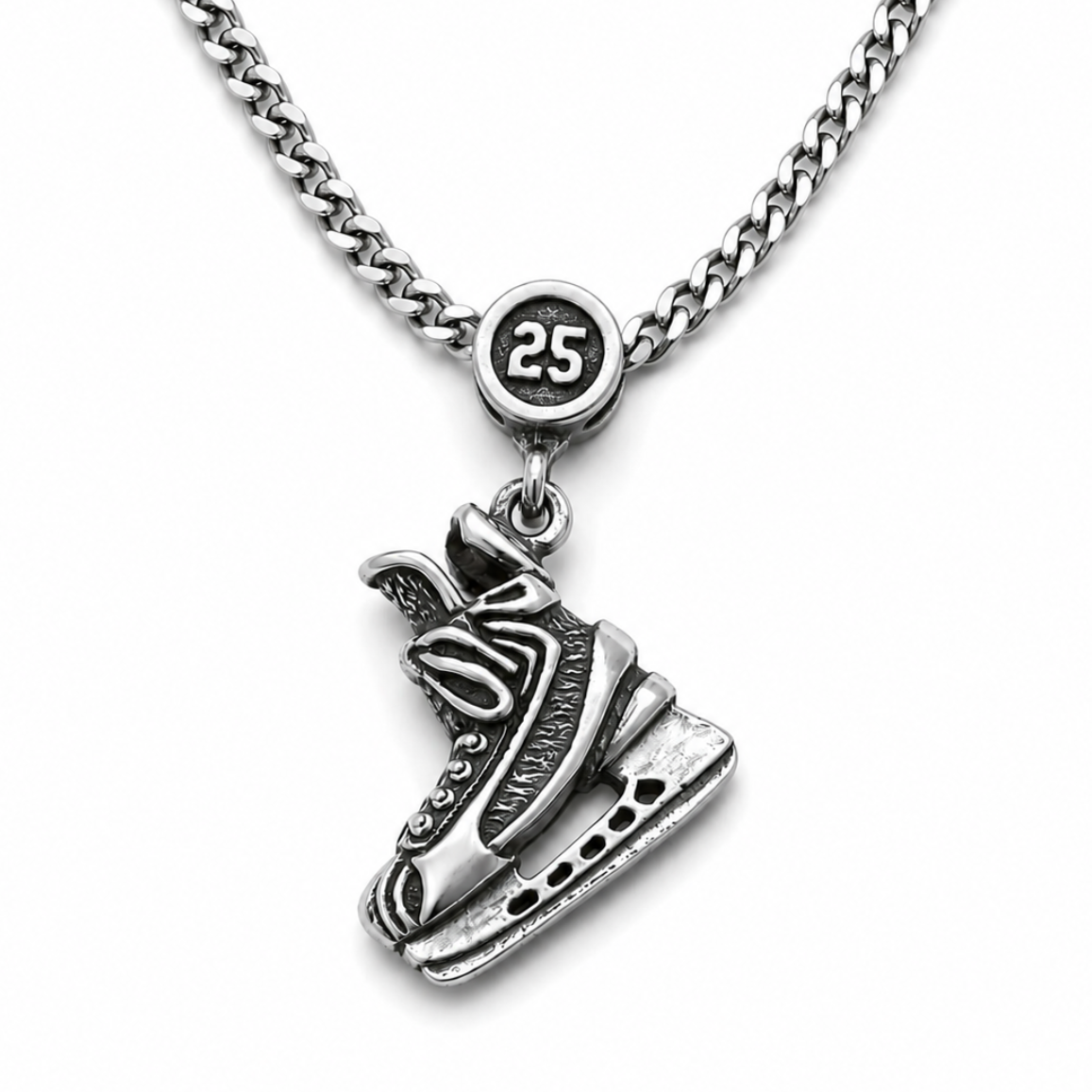 Personalized Sterling Silver Hockey Skate Necklace