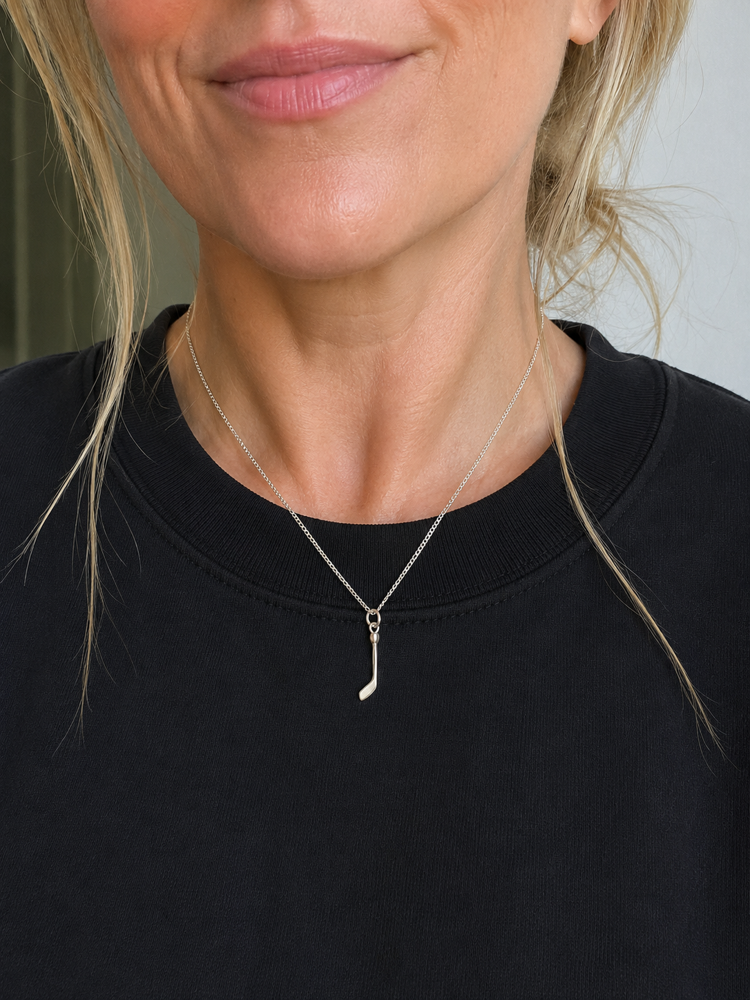 Sterling Silver Hockey Stick Necklace