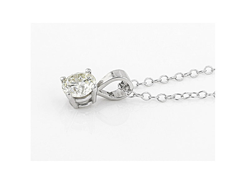 Weißer, im Labor gezüchteter Diamant-Solitäranhänger aus 14 Karat Weißgold mit Ankerkette, 0,50 ct