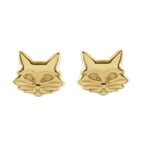 KITTEN - Boucles d'oreilles chat or jaune 375/1000 : puces pour