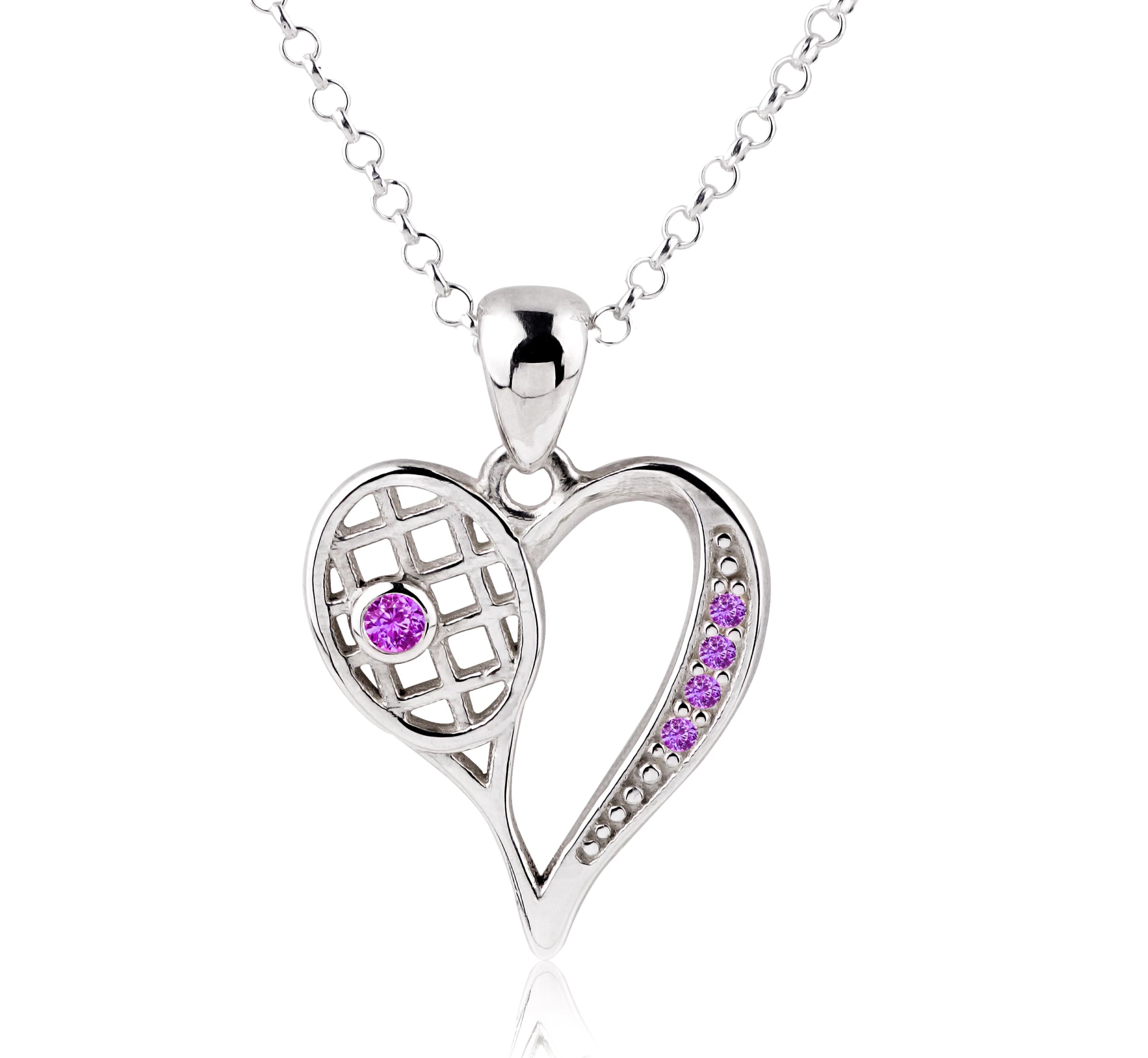 Sterling Silver Tennis Heart Silver Necklace