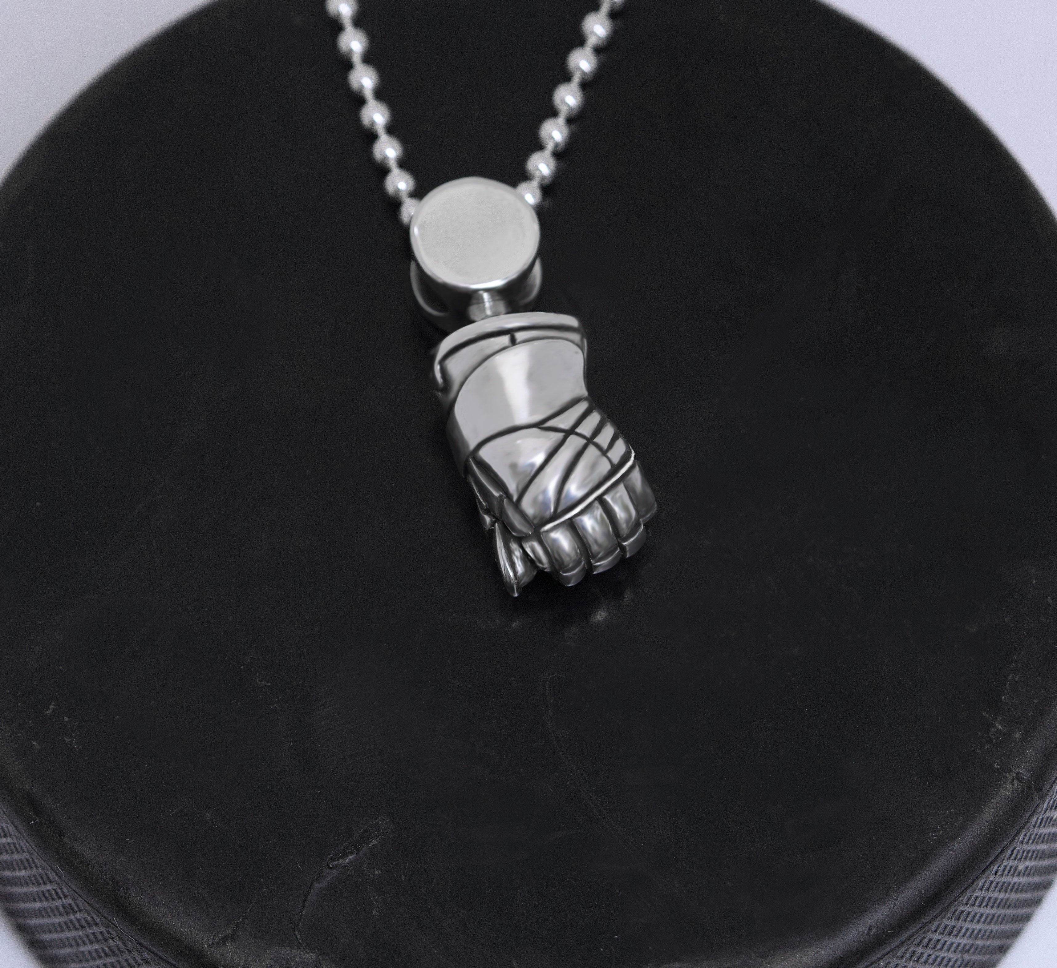 Personalized Sterling Silver Hockey Glove Pendant