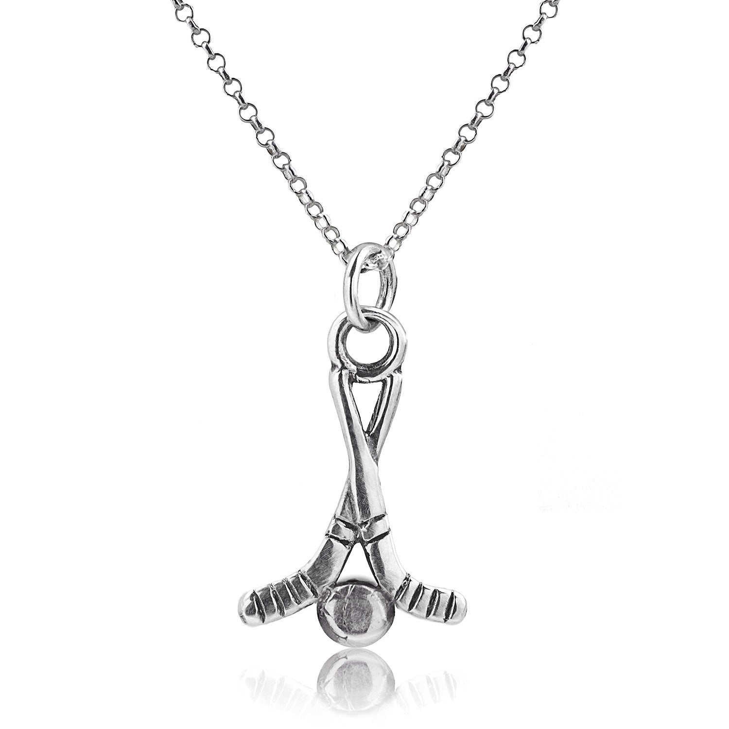 Sterling Silver Hockey Sticks Necklace