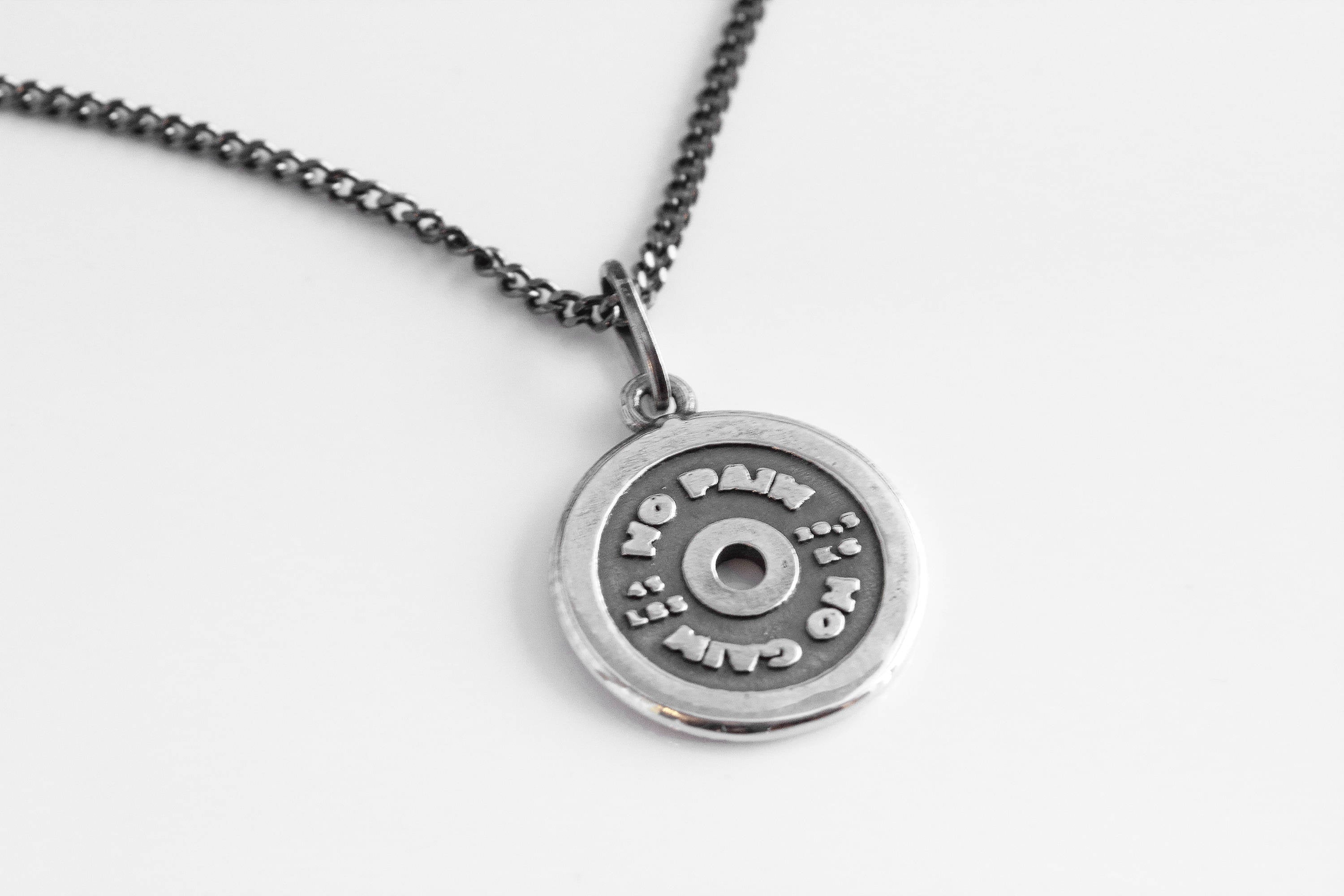 Hantelscheiben-Halskette, Fitness-Schmuck, Fitness-Geschenke, Gym-Geschenke, Geschenk für Ihn, No Pain No Gain, Geschenk für den besten Sportler