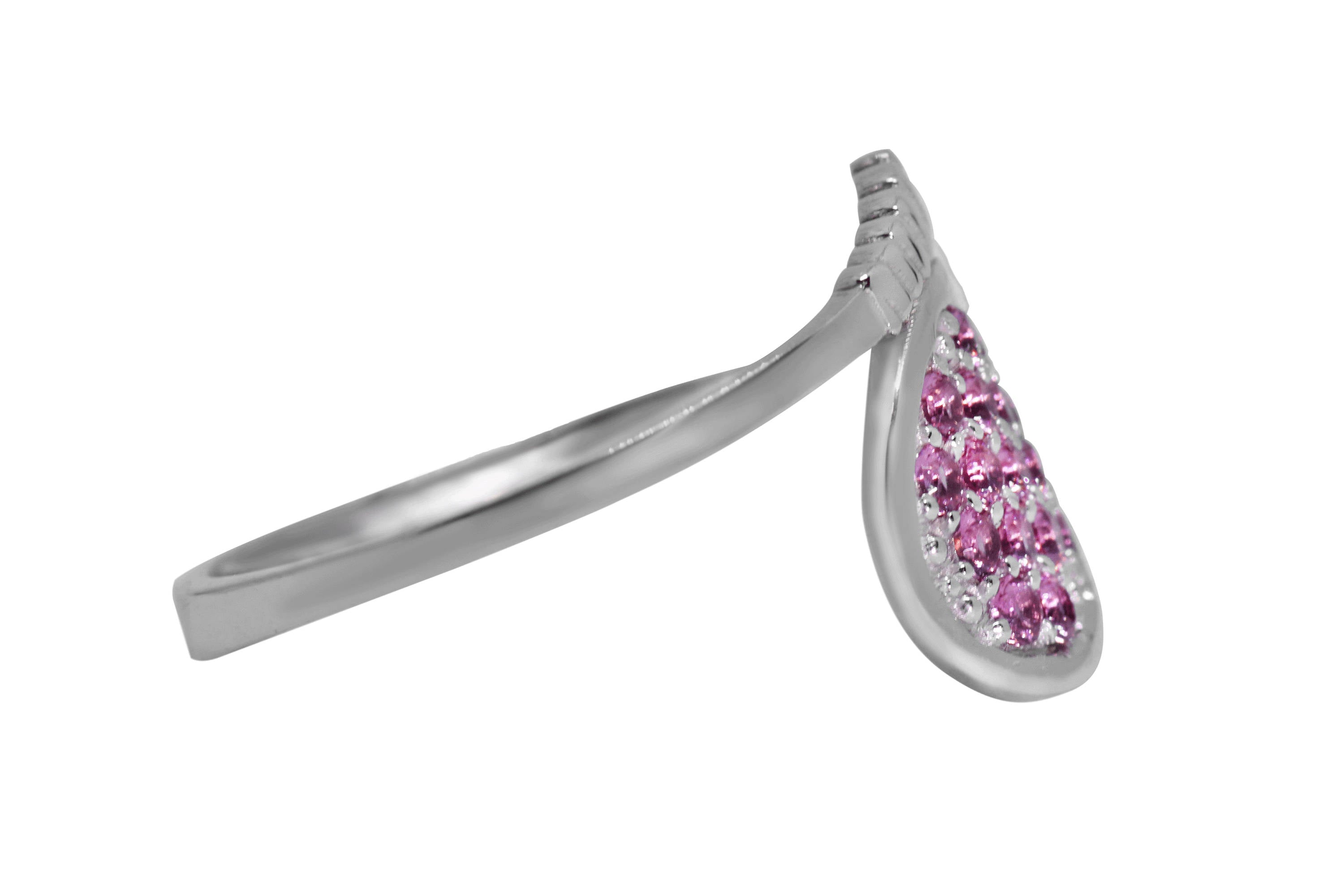 Tennisschlägerring aus Sterlingsilber mit Edelsteinen, Tennisschmuck, Tennisgeschenk, rhodiniert, Zirkonia-Edelsteine