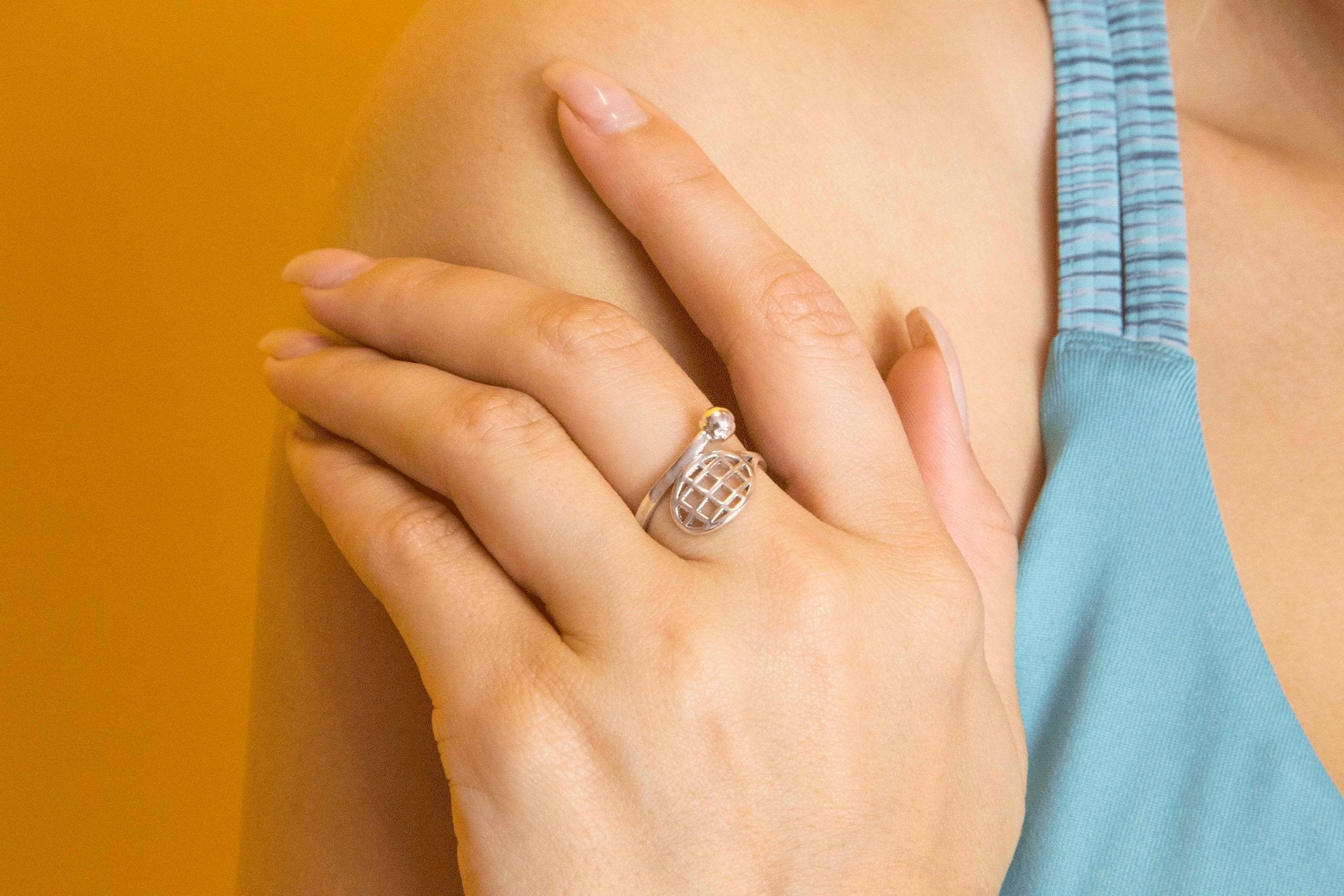 Sterling Silber Tennisschläger und Ballring, Tennisschmuck, Tennisgeschenk