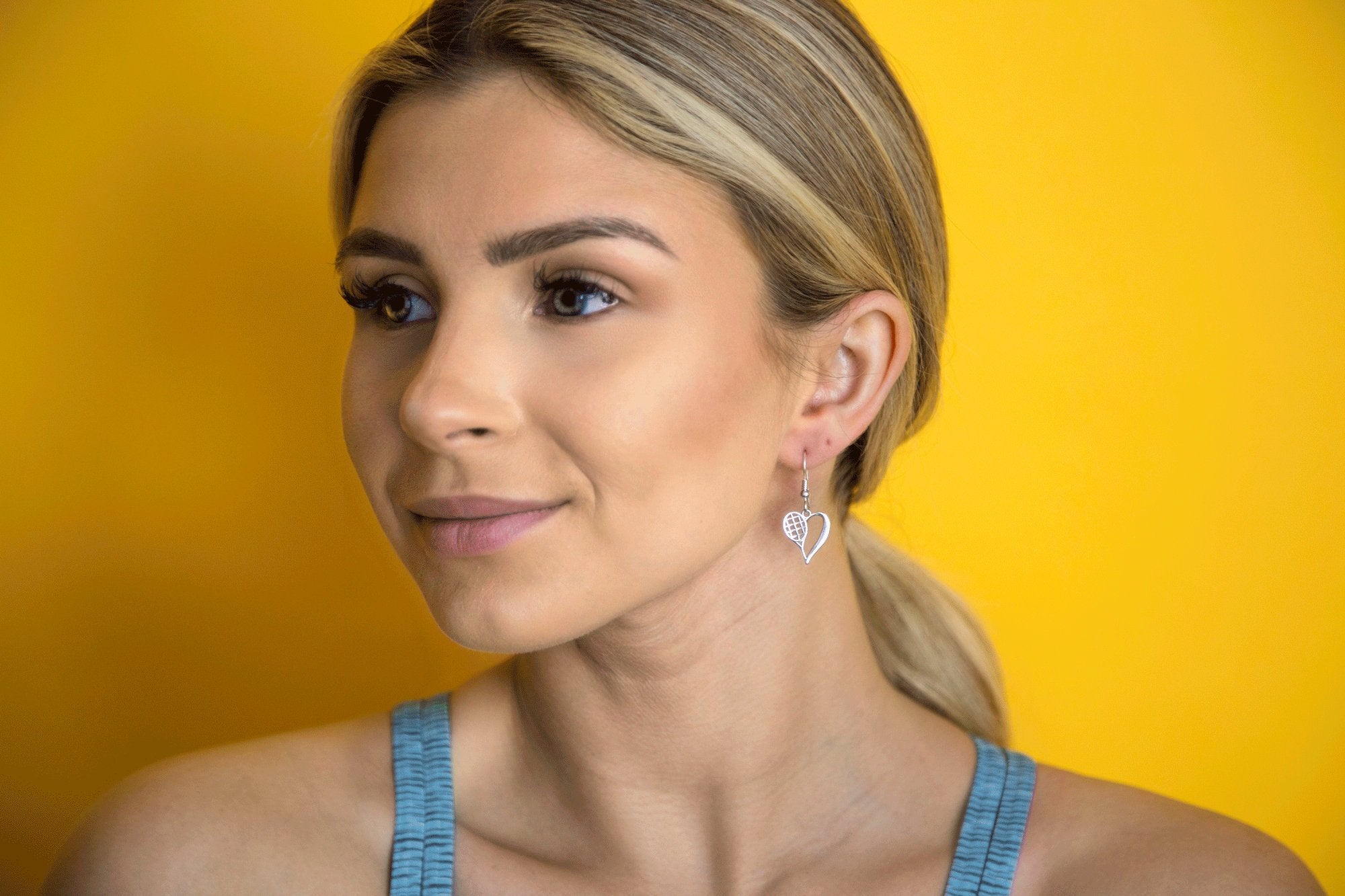 Sterling Silver Personalized Tennis Heart Earrings