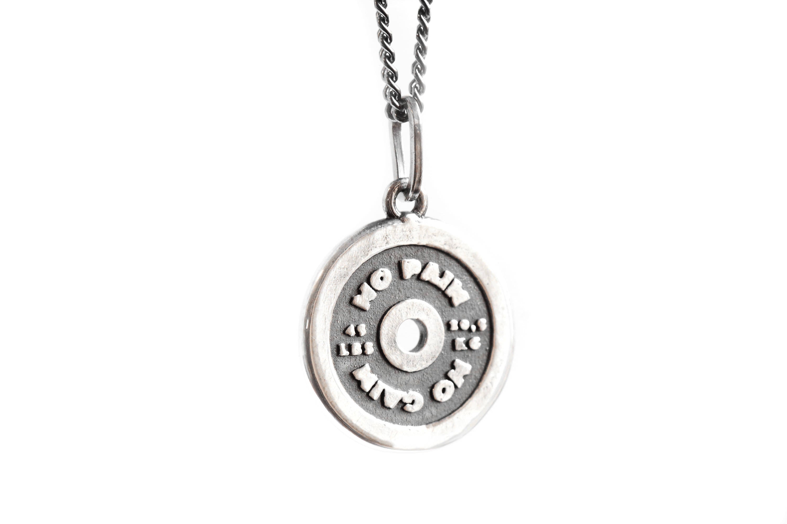 Hantelscheiben-Halskette, Fitness-Schmuck, Fitness-Geschenke, Gym-Geschenke, Geschenk für Ihn, No Pain No Gain, Geschenk für den besten Sportler