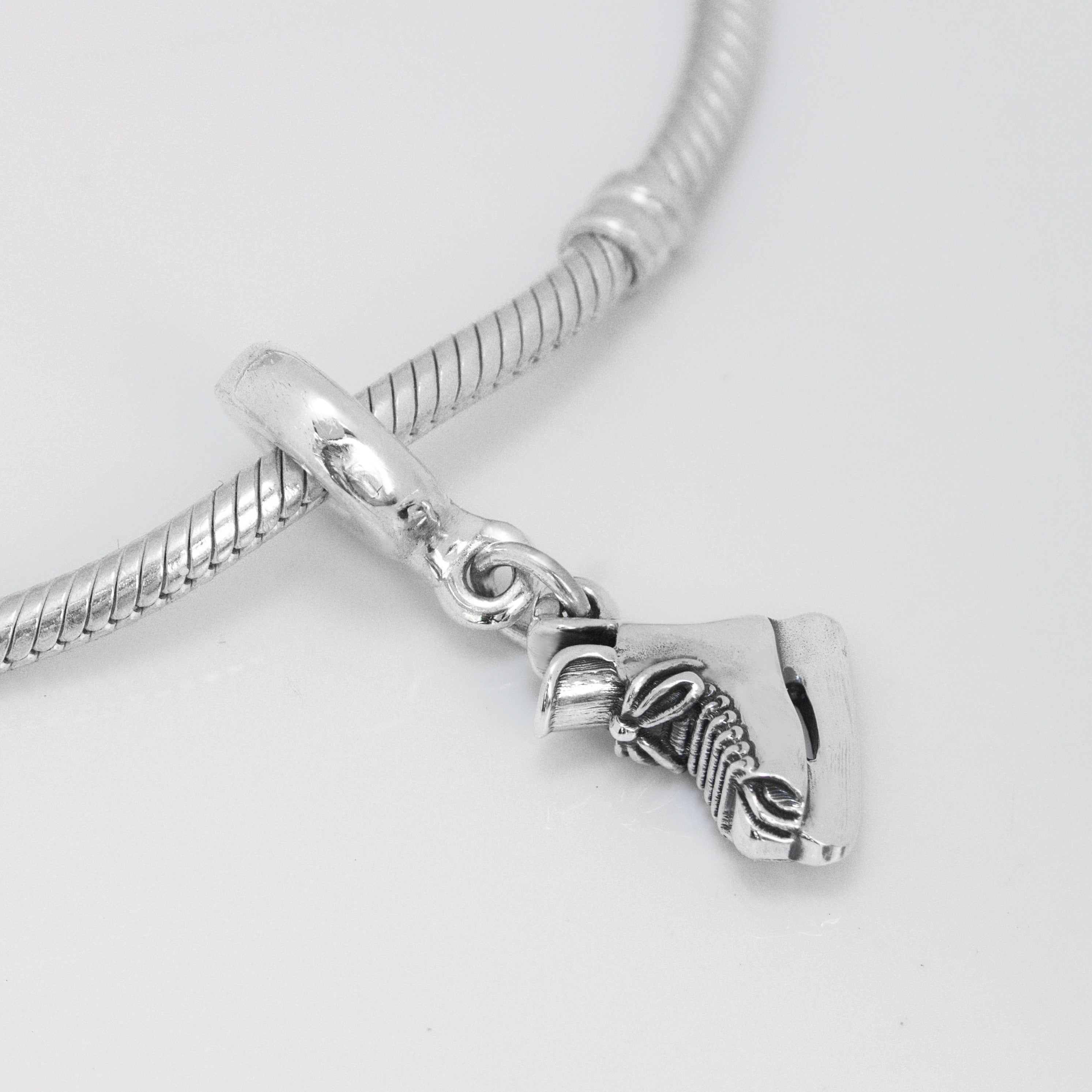 Hockey Skate Charm Pendant Sterling Silver for Bracelet or Necklace