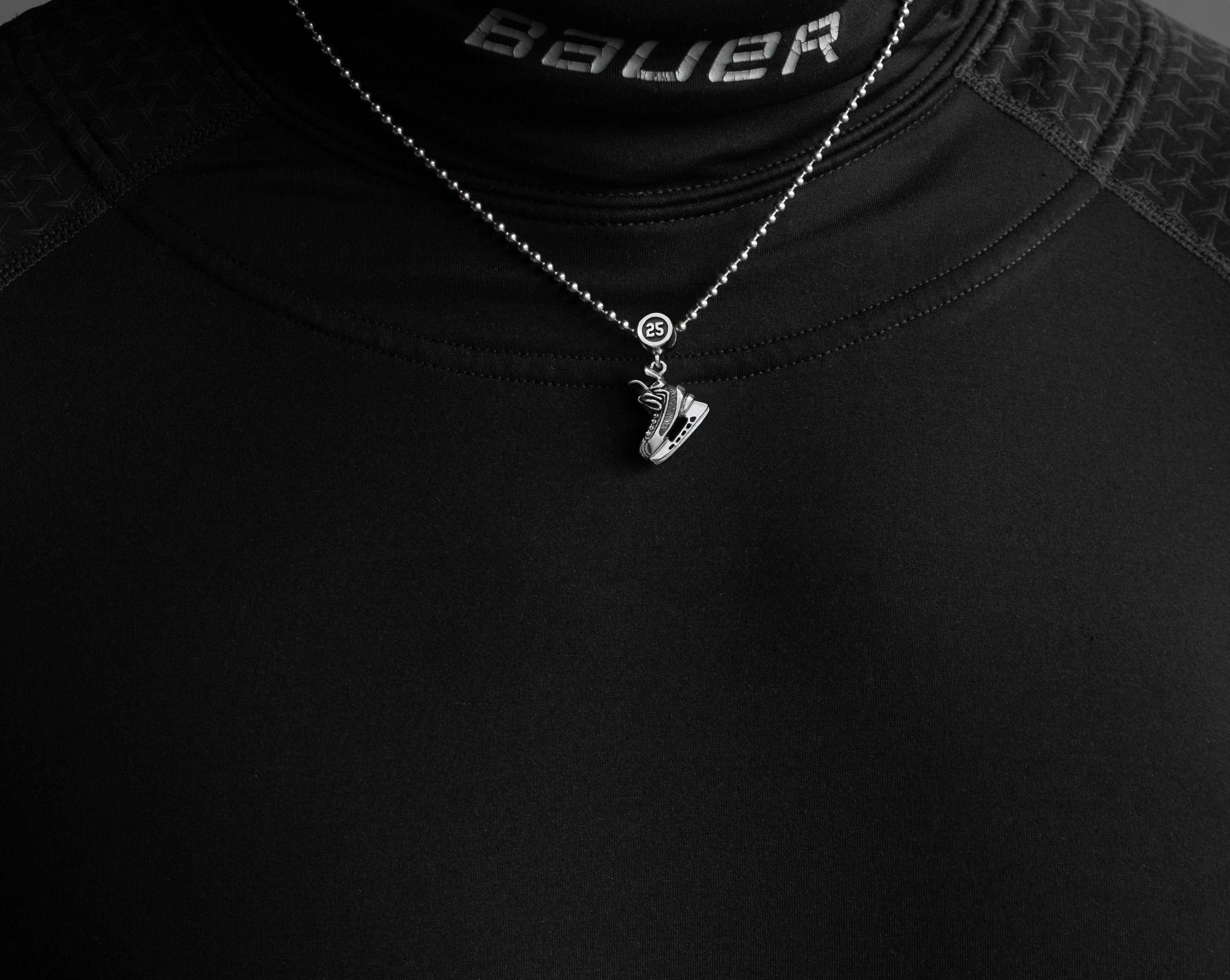 Personalized Sterling Silver Hockey Skate Necklace