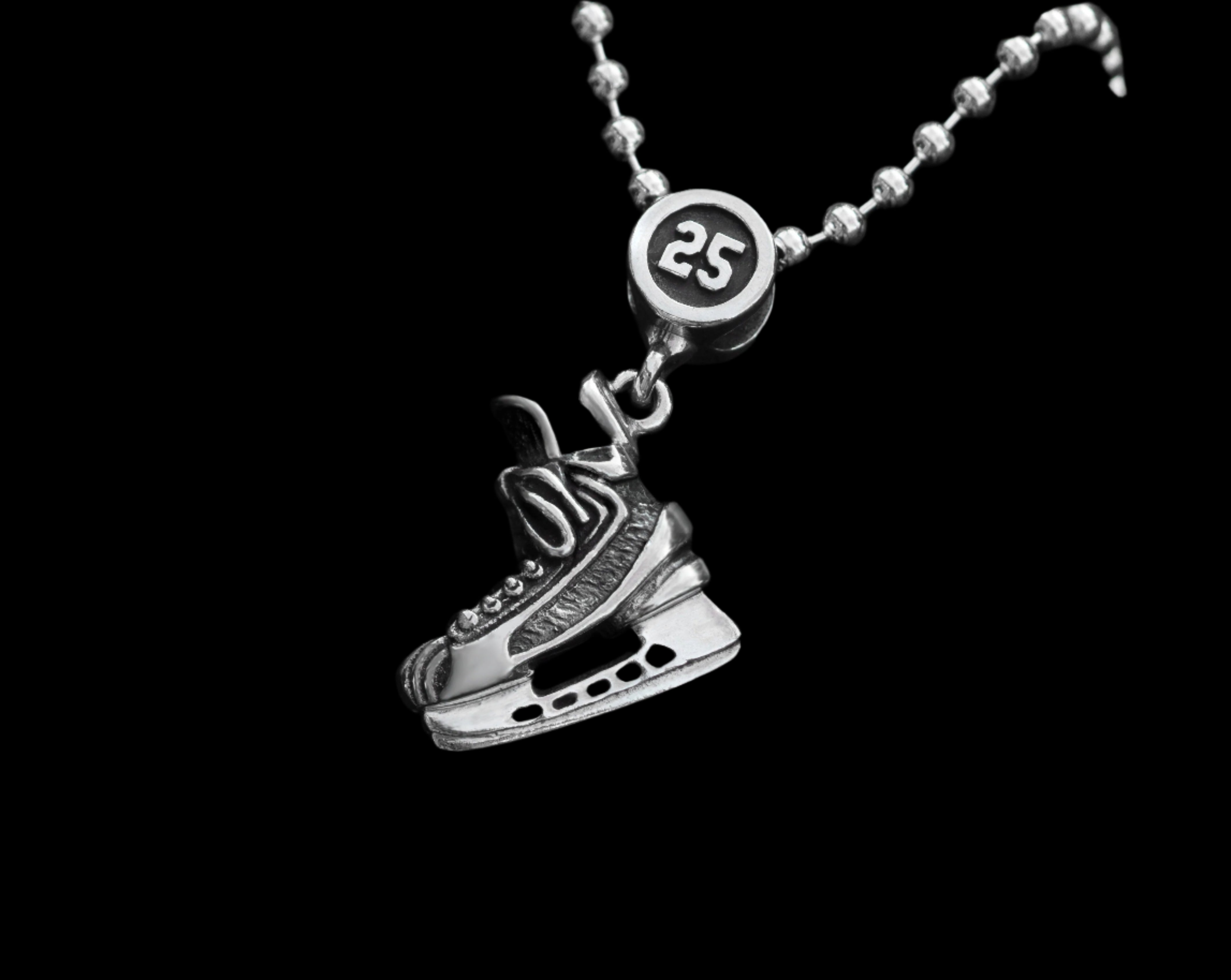 Personalized Sterling Silver Hockey Skate Necklace