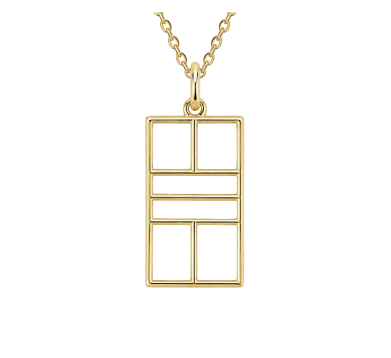 14K Yellow Gold Pickleball Court Pendant Necklace