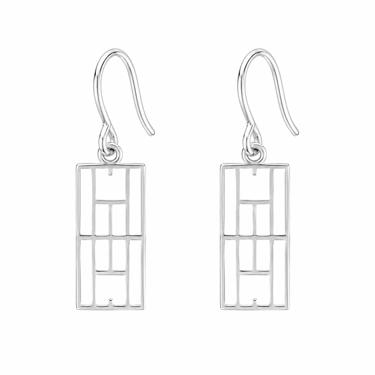 Sterling Silver Tennis Court Earrings