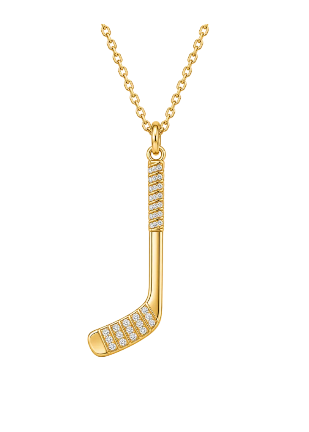 14K Yellow Gold Diamond Hockey Stick Necklace
