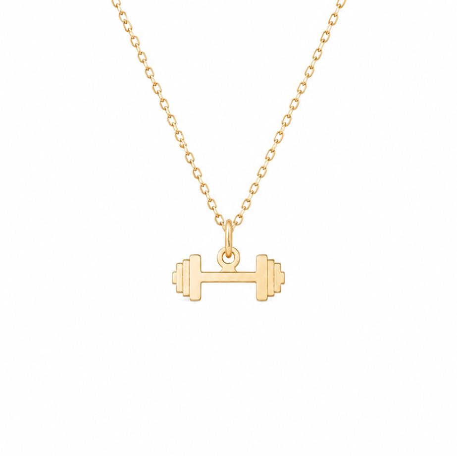 14K Gold Dumbbell Necklace