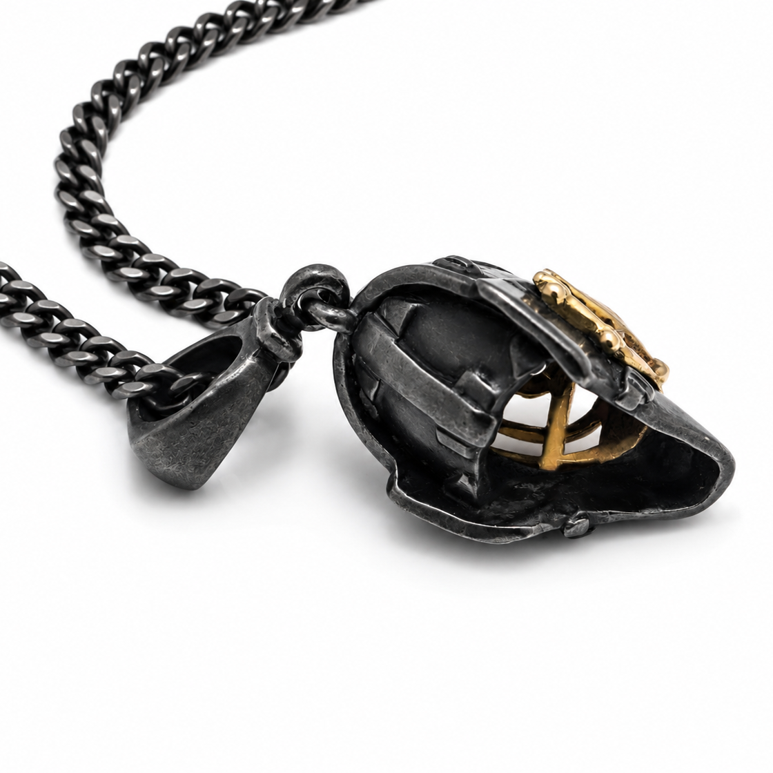 Casque de gardien de but en argent sterling avec cage dorée