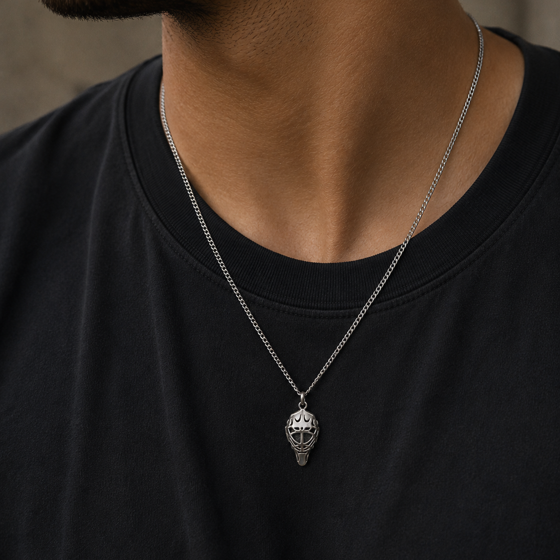 Personalized Sterling Silver Hockey Goalie Mask Pendant