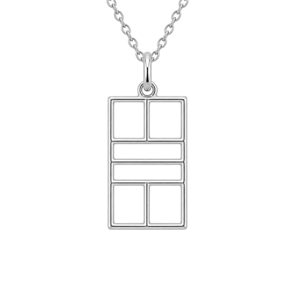 Sterling Silver Pickleball Court Pendant Necklace