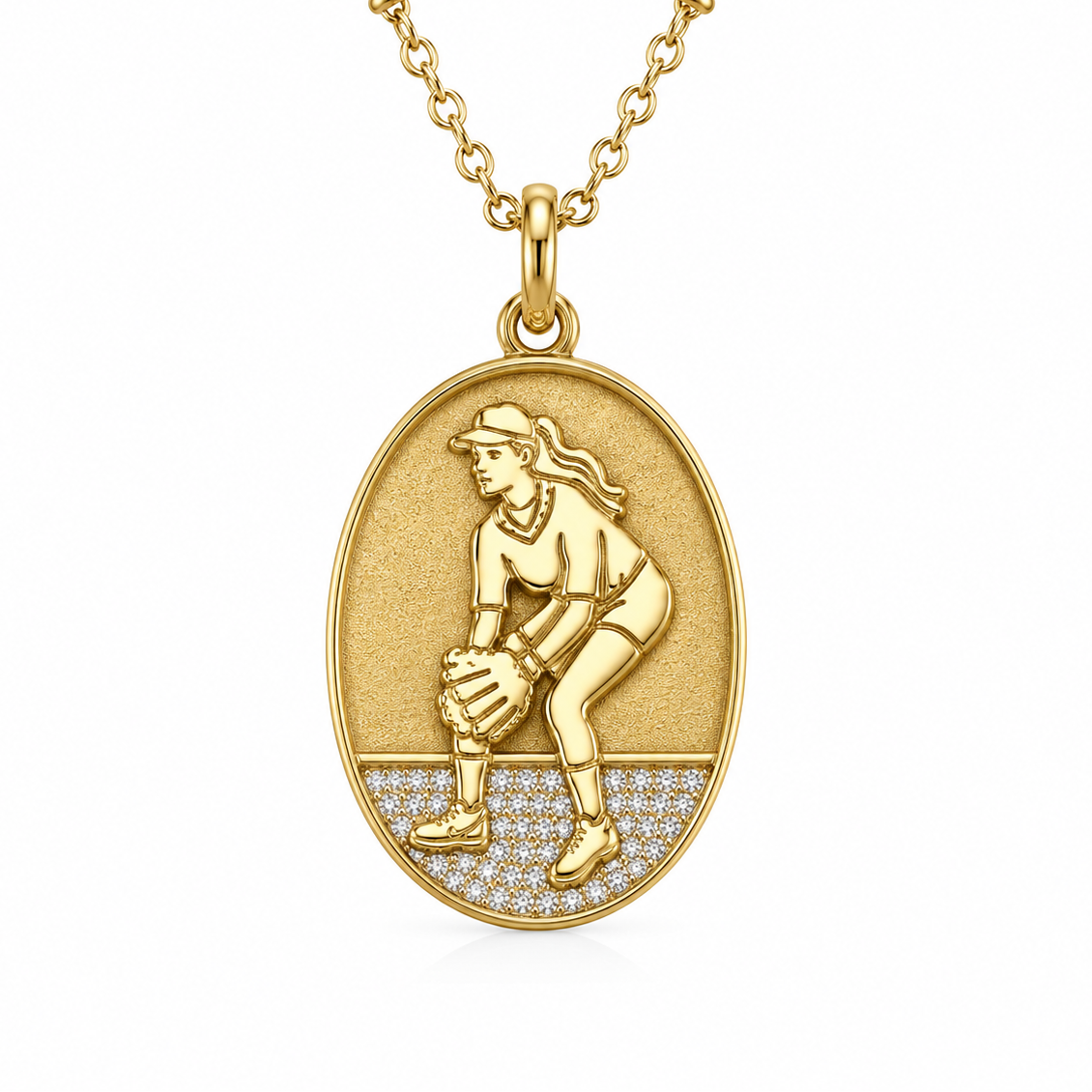 Baseball-Spieler-Halskette aus Sterlingsilber