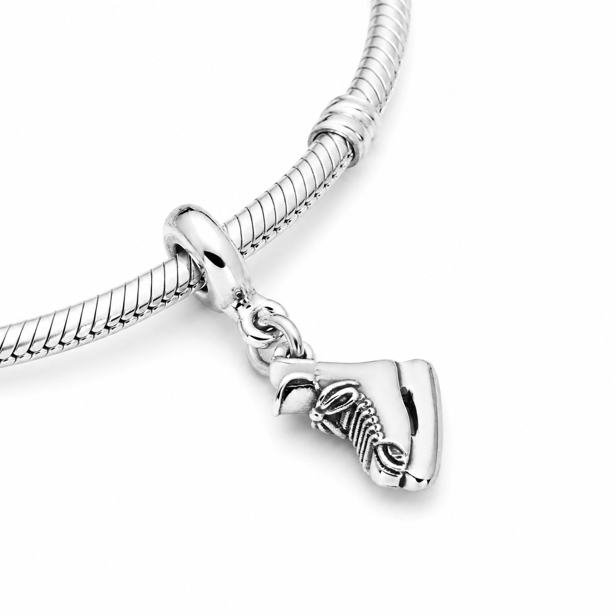 Hockey Skate Charm Pendant Sterling Silver for Bracelet or Necklace