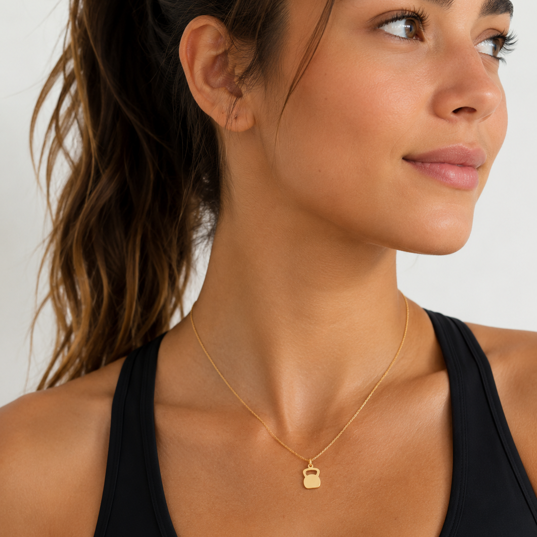 Gold Kettlebell Fitness Necklace