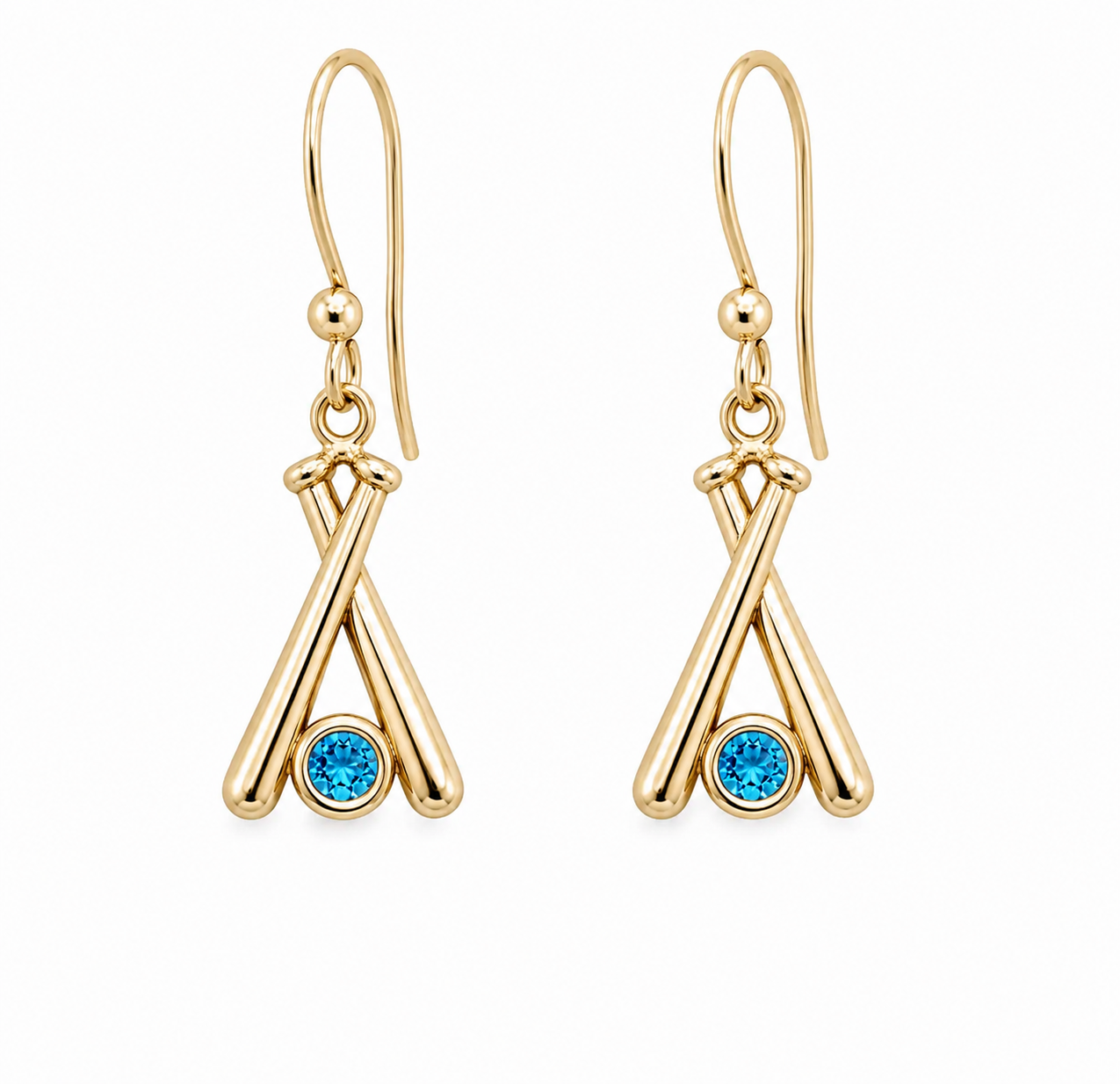14k Gold baseball earrings