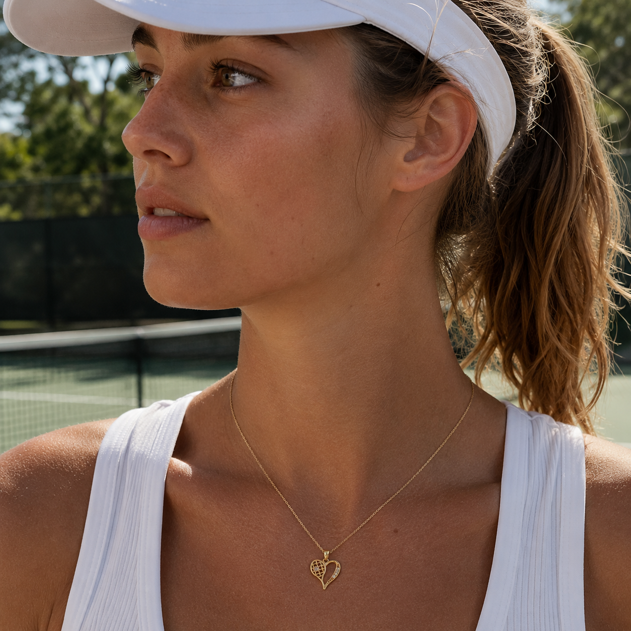 Collier en argent sterling cœur de tennis en argent sterling