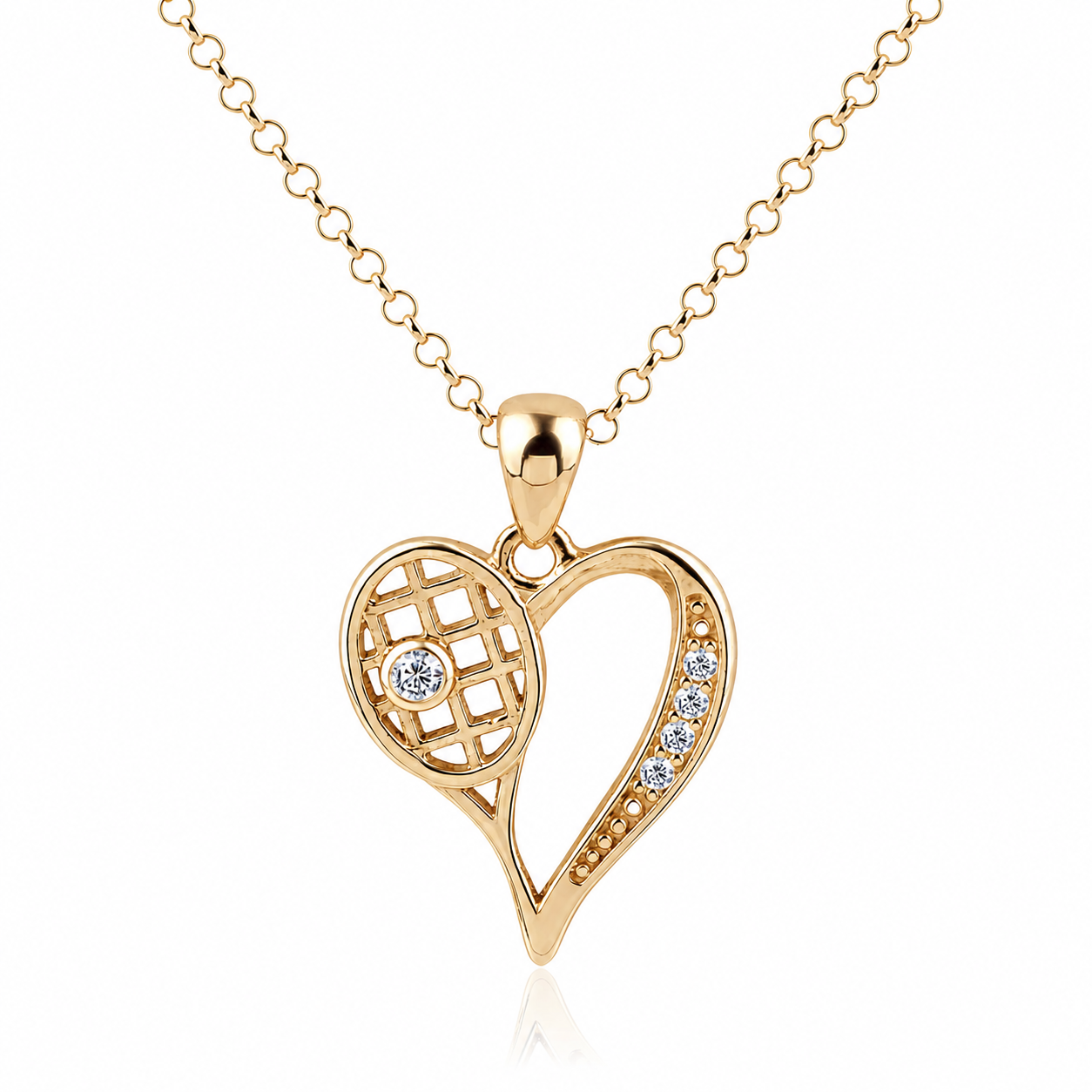 Sterling Silver Tennis Heart Silver Necklace
