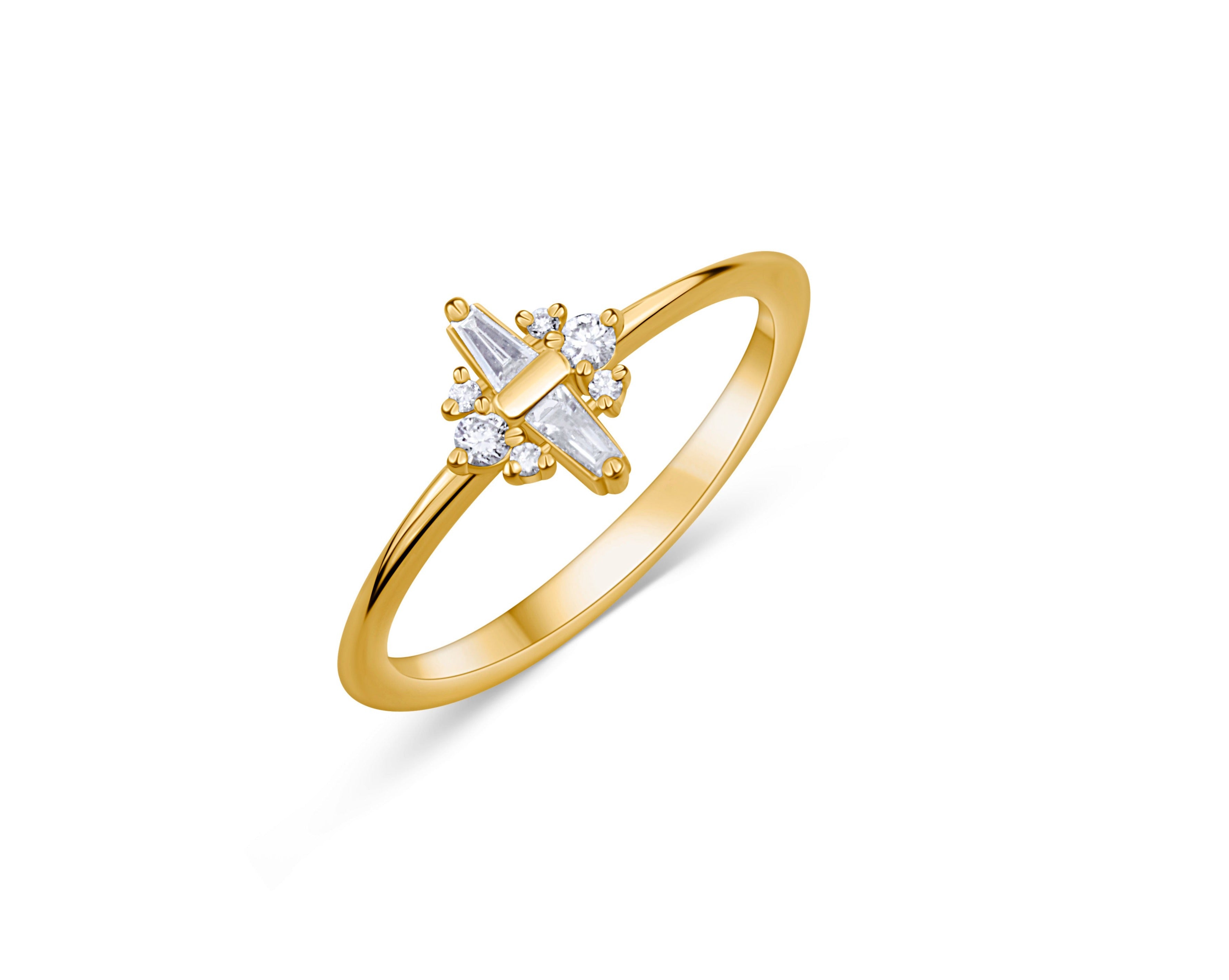 Baguette and Round Cut Diamond Engagement Ring