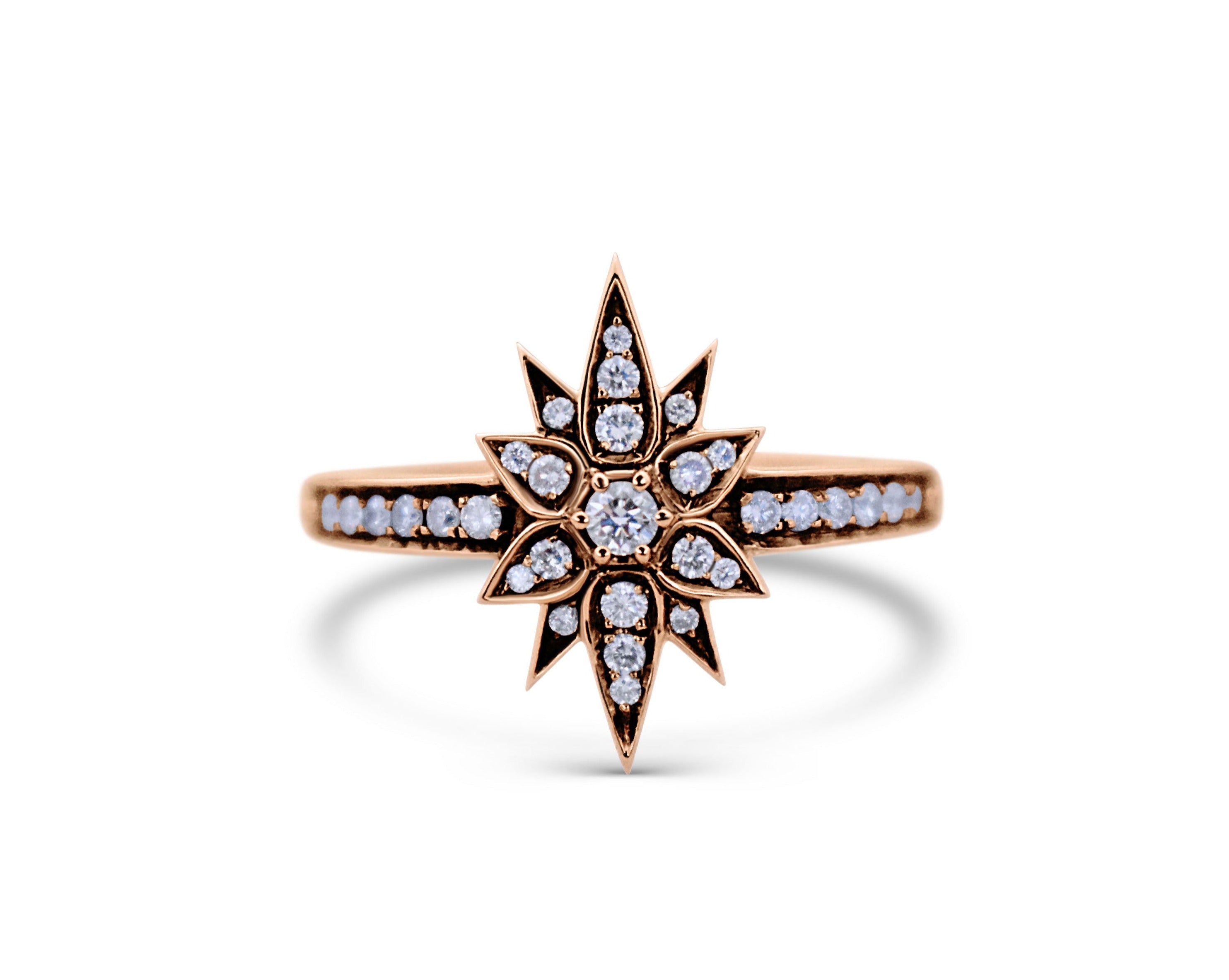 North Star (Polaris)  Gold Diamond Engagement Ring