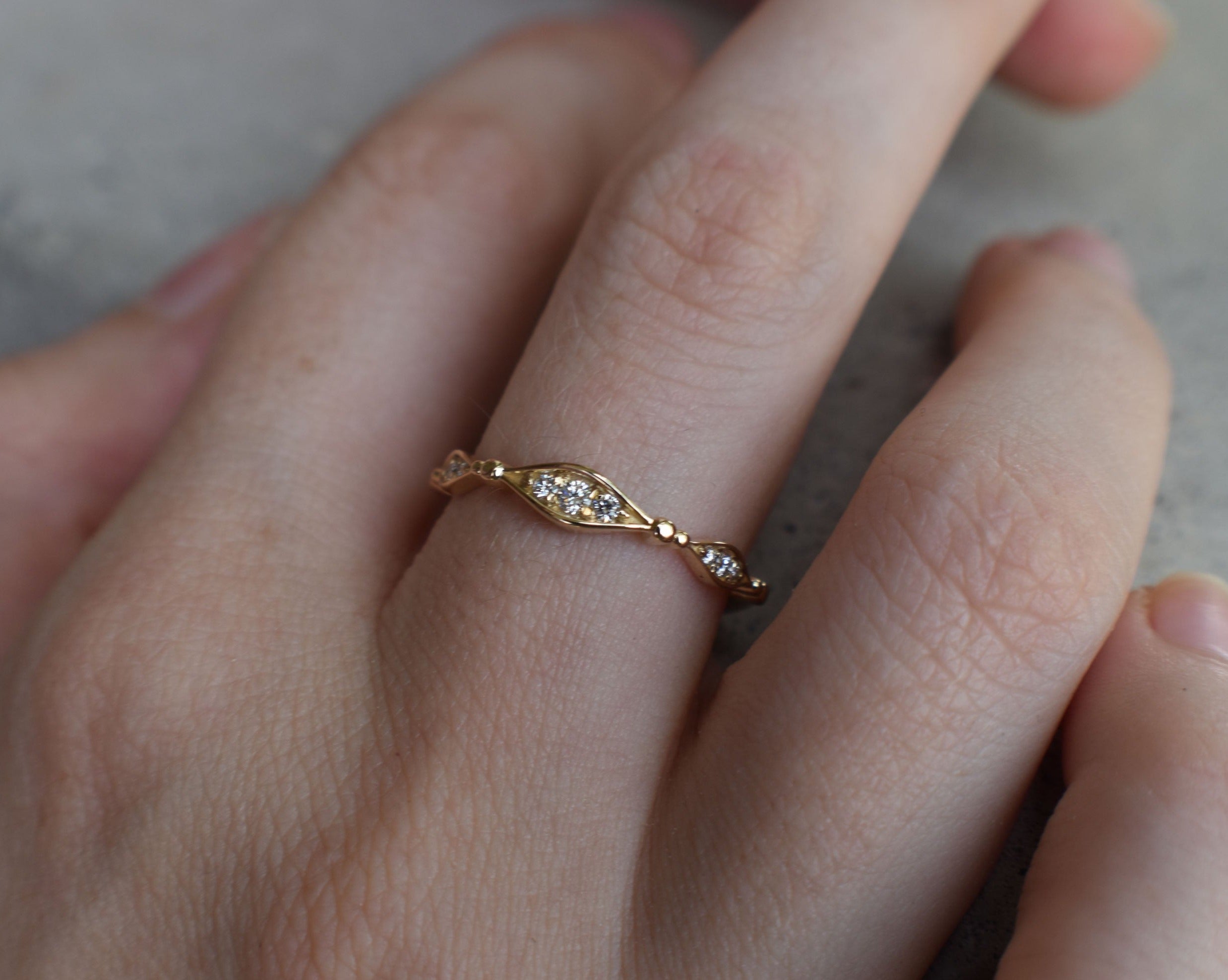 14K Yellow Gold Stackable Diamond Ring