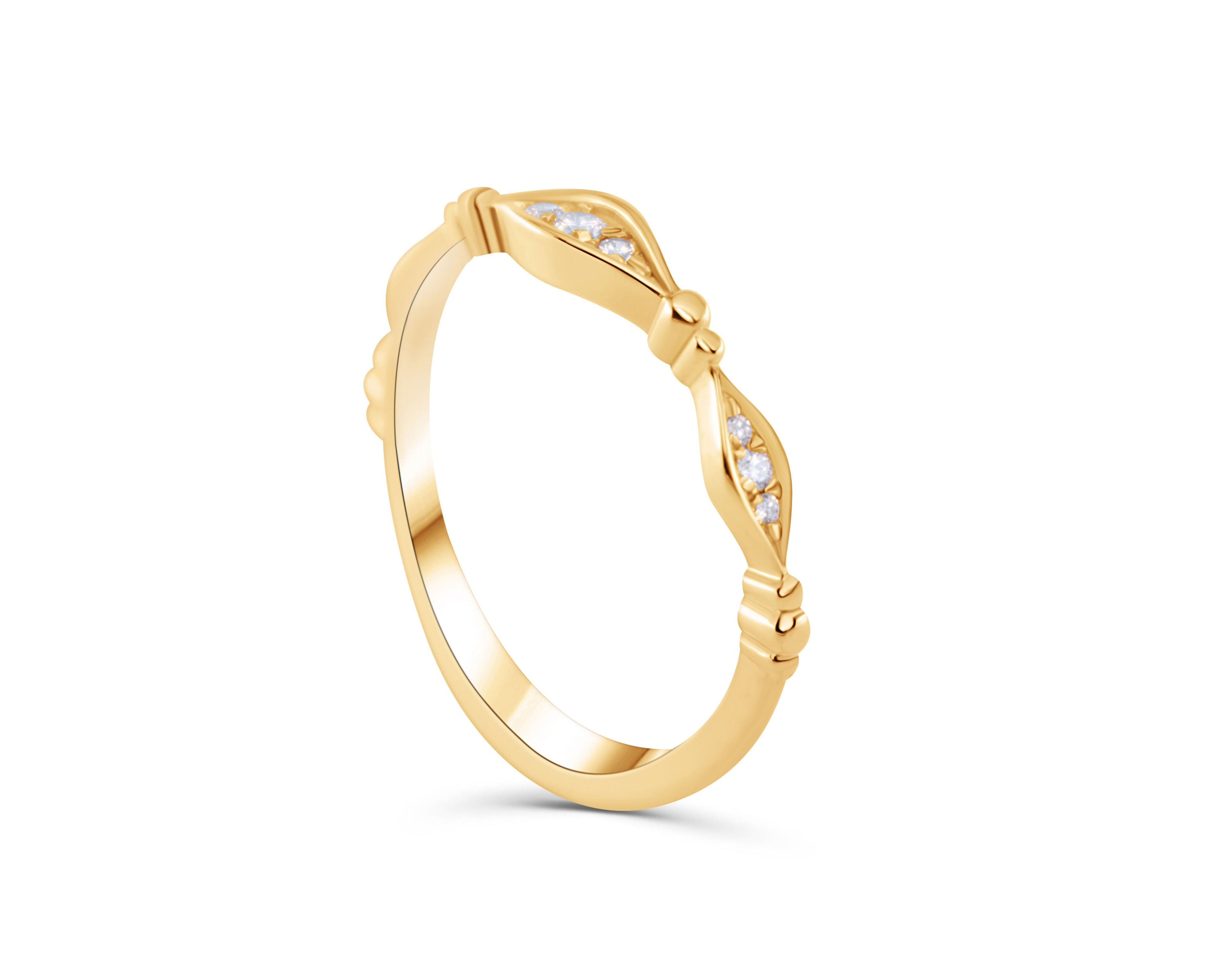 14K Yellow Gold Stackable Diamond Ring