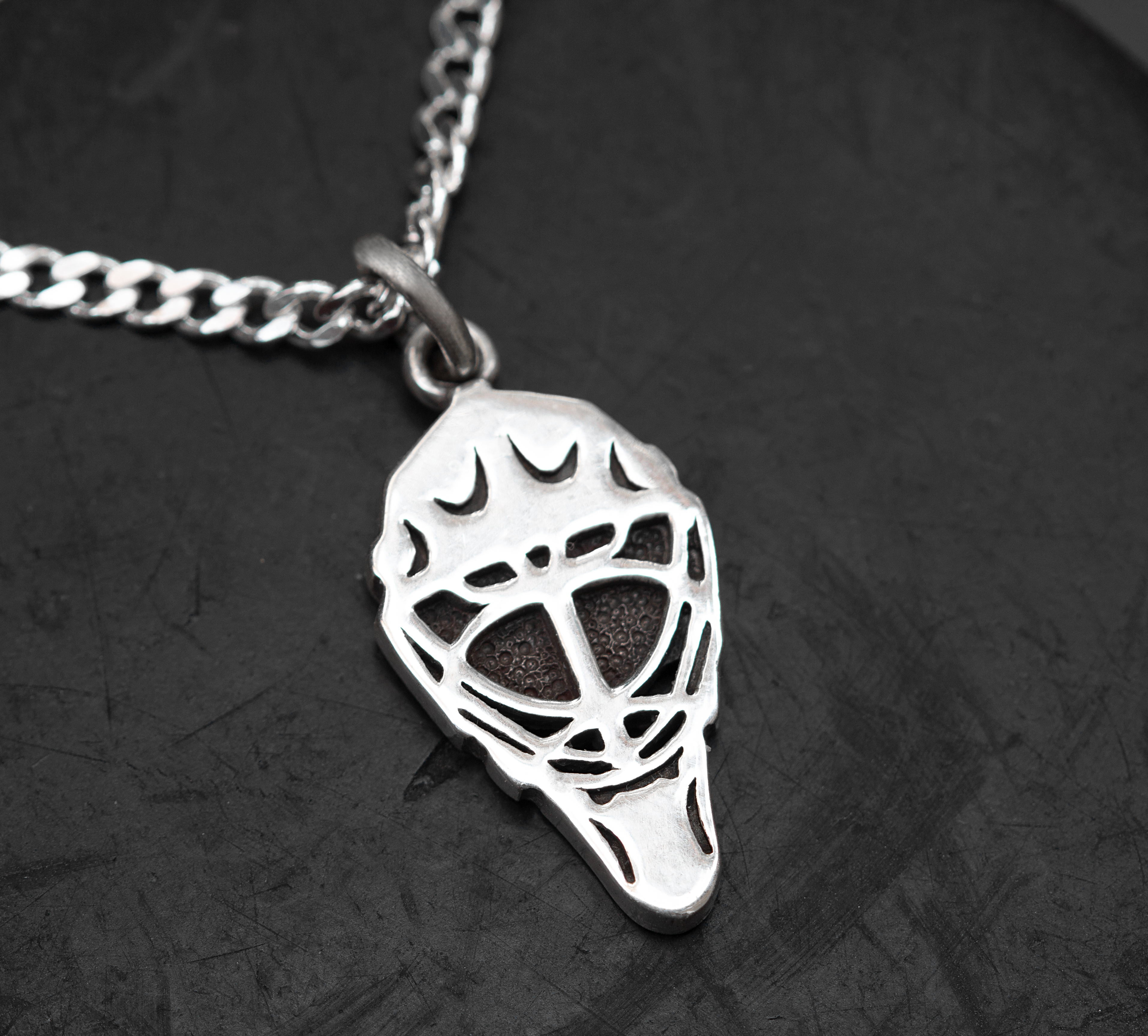 Personalized Sterling Silver Hockey Goalie Mask Pendant