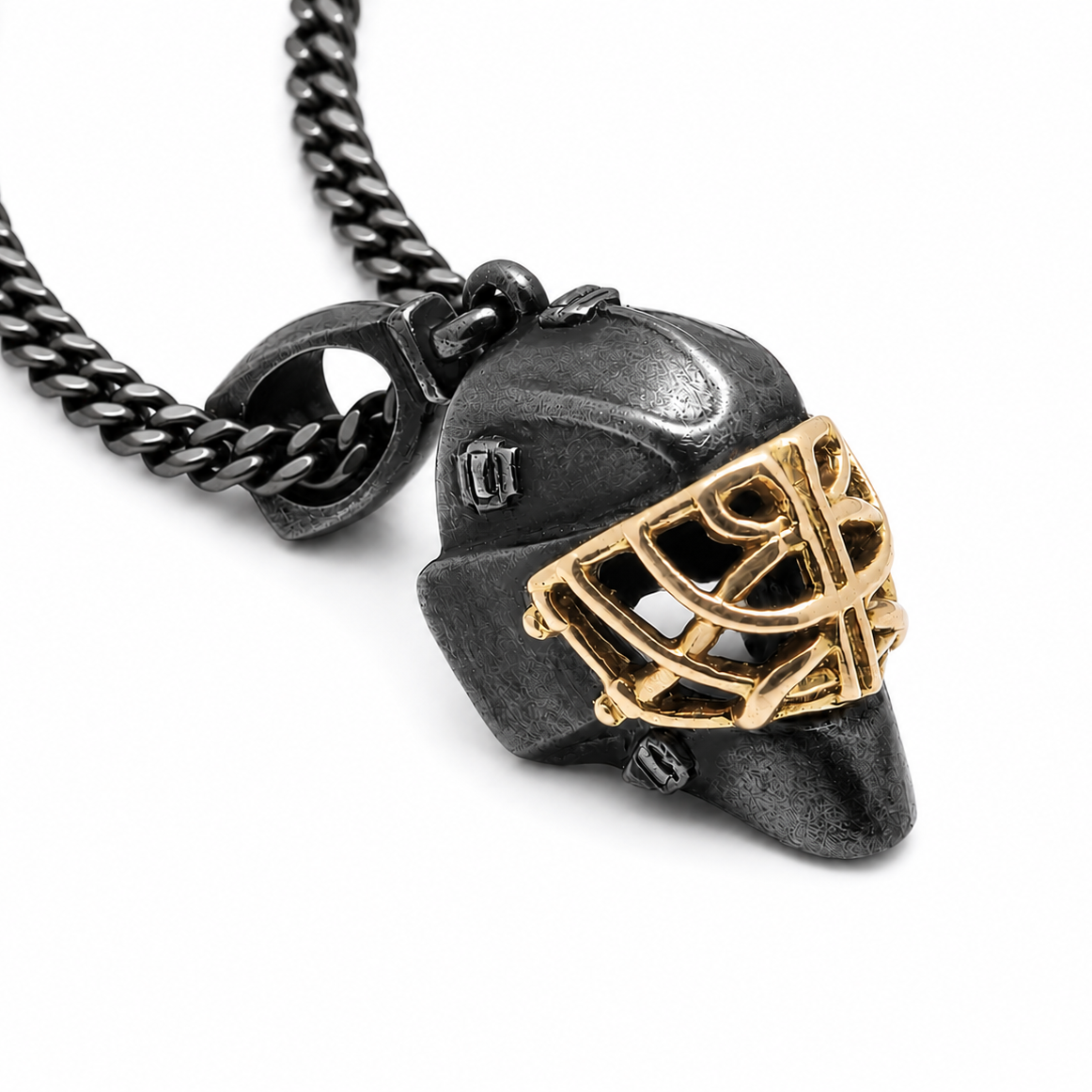 Casque de gardien de but en argent sterling avec cage dorée