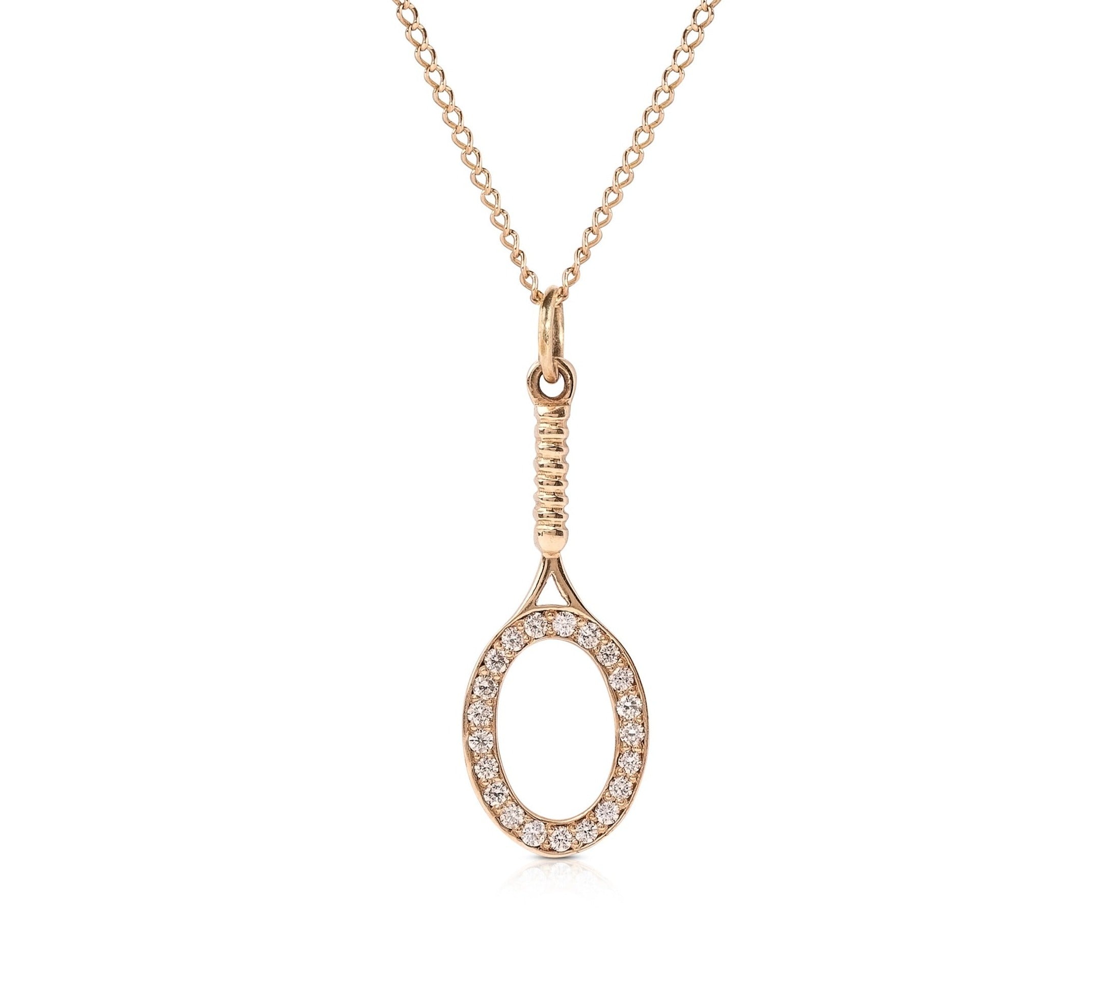 14K Yellow Gold tennis racket necklace (only one available)