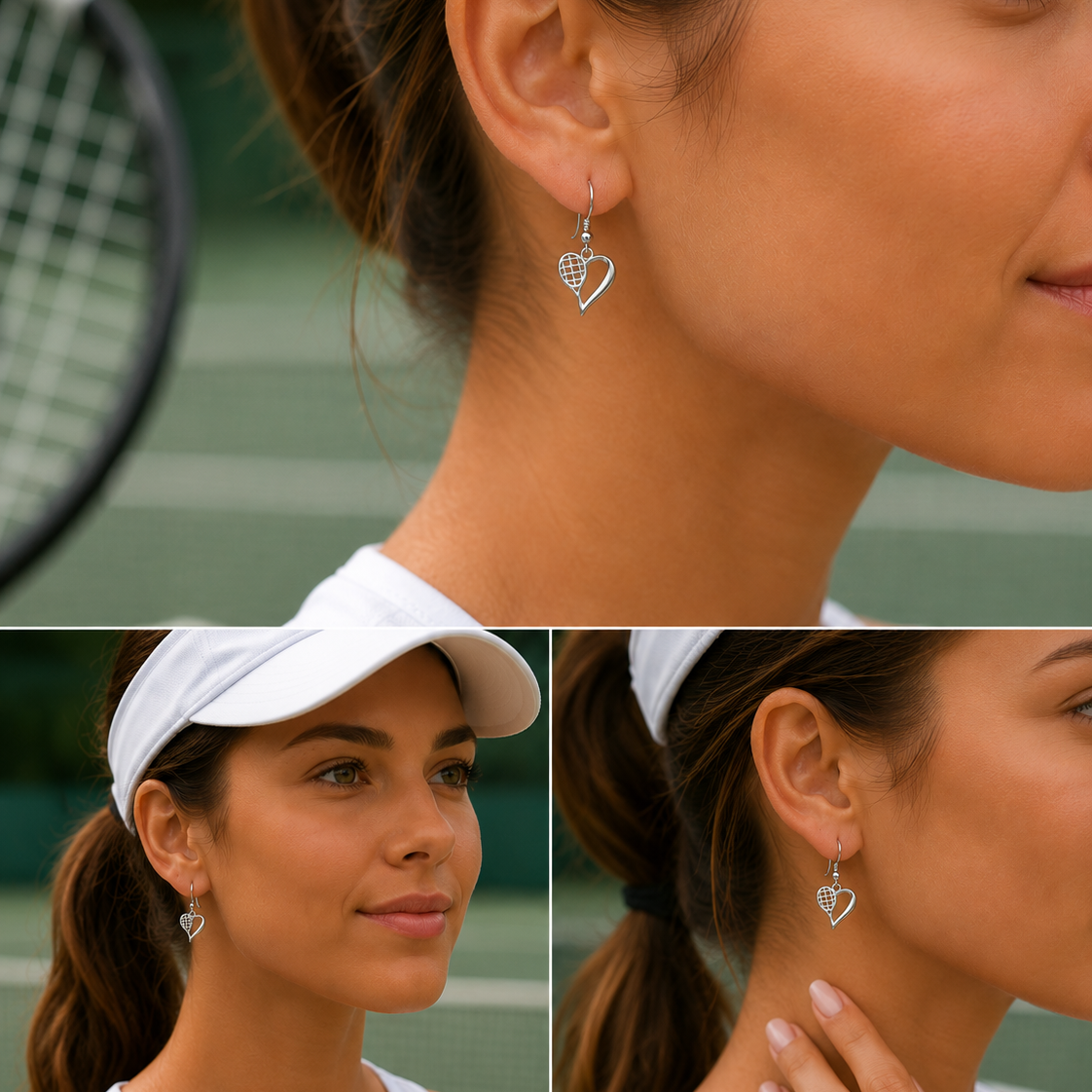 Boucles d'oreilles coeur de tennis personnalisées en argent sterling