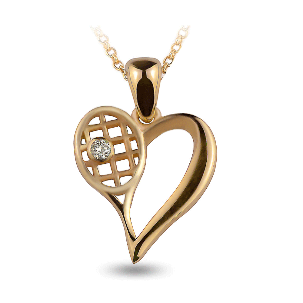 14K Yellow Gold Love Tennis Necklace