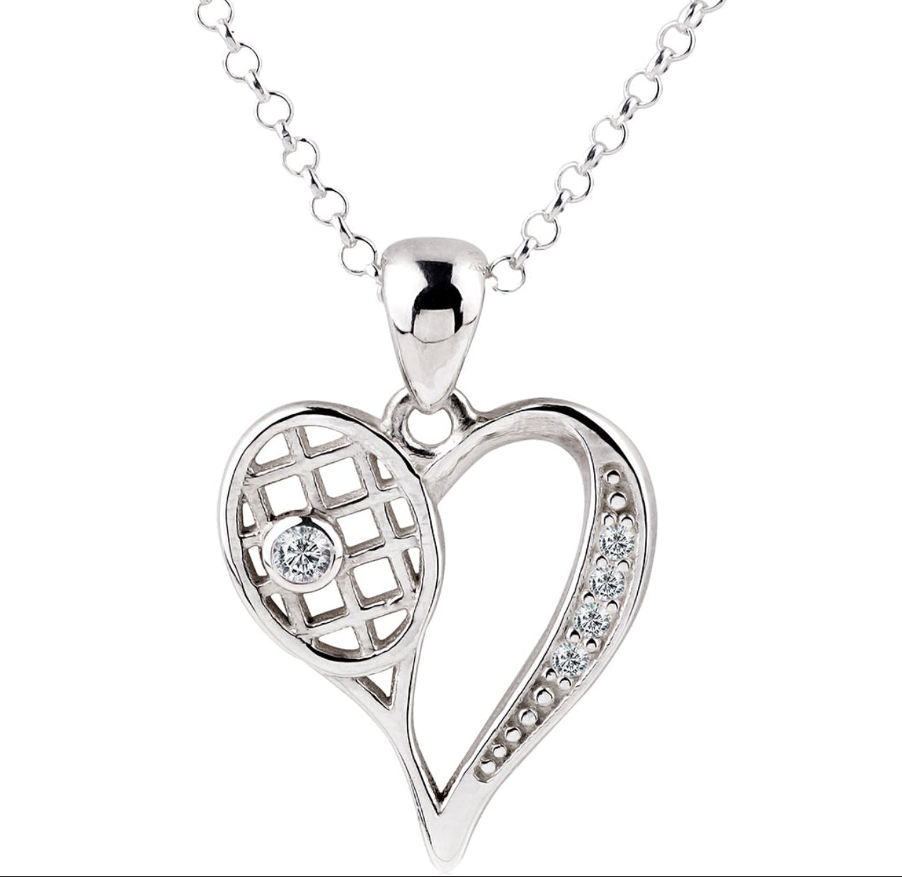 Collier en argent sterling cœur de tennis en argent sterling
