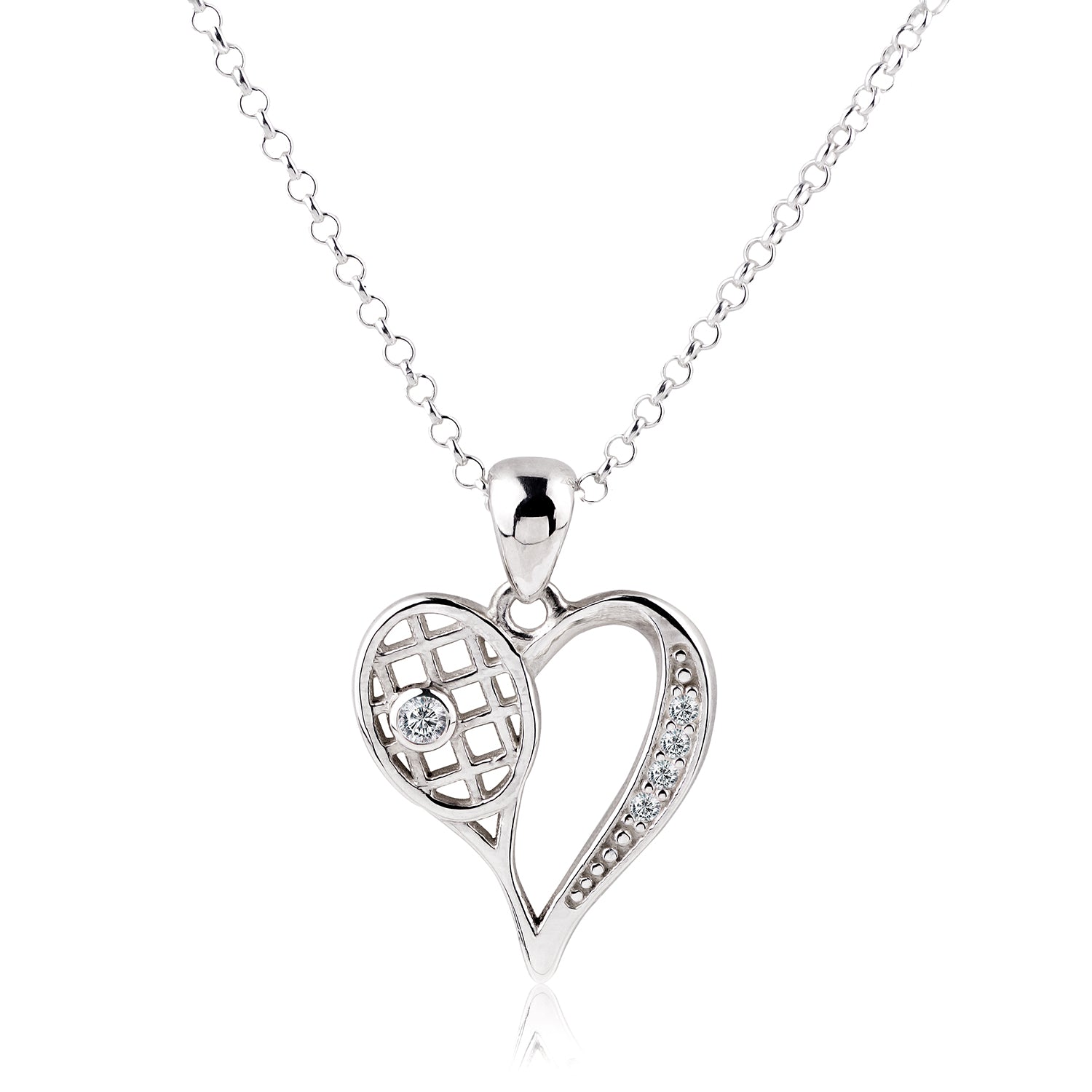 Sterling Silver Tennis Heart Silver Necklace