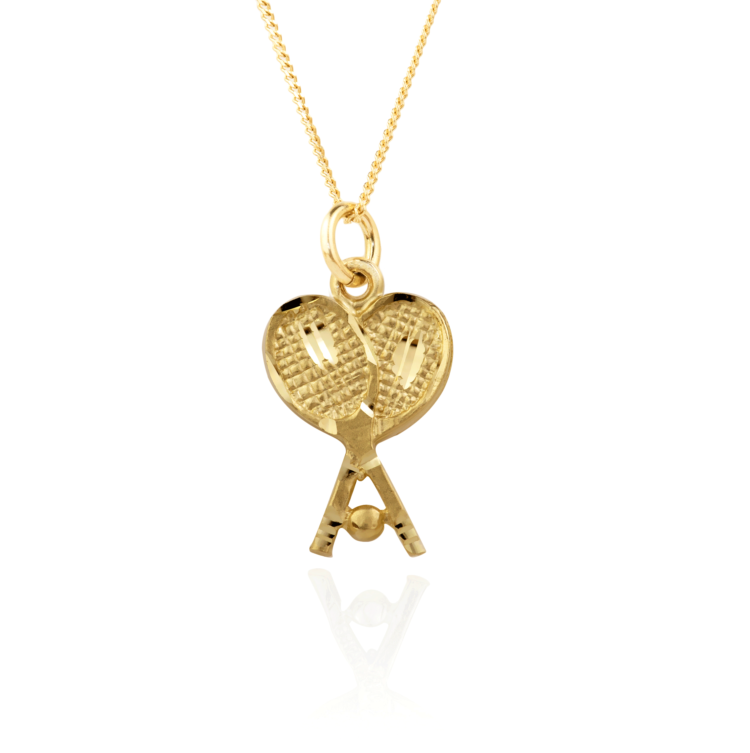10K Yellow Gold Tennis Rackets Necklace