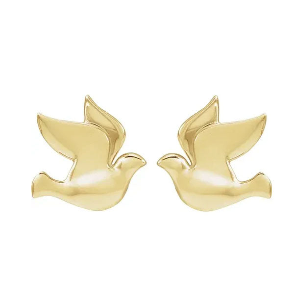 Puces d'oreilles colombe en or jaune