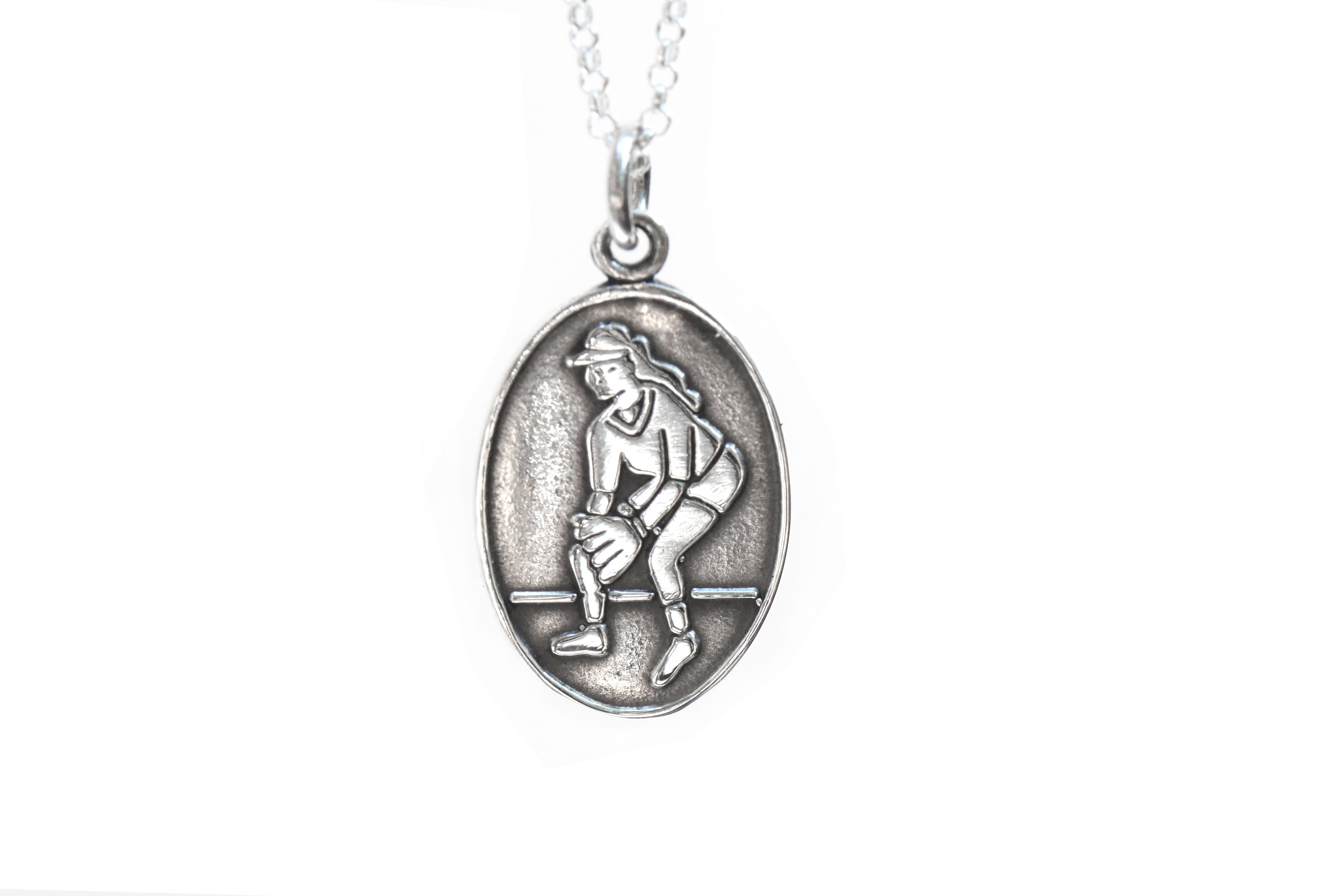 Baseball-Spieler-Halskette aus Sterlingsilber