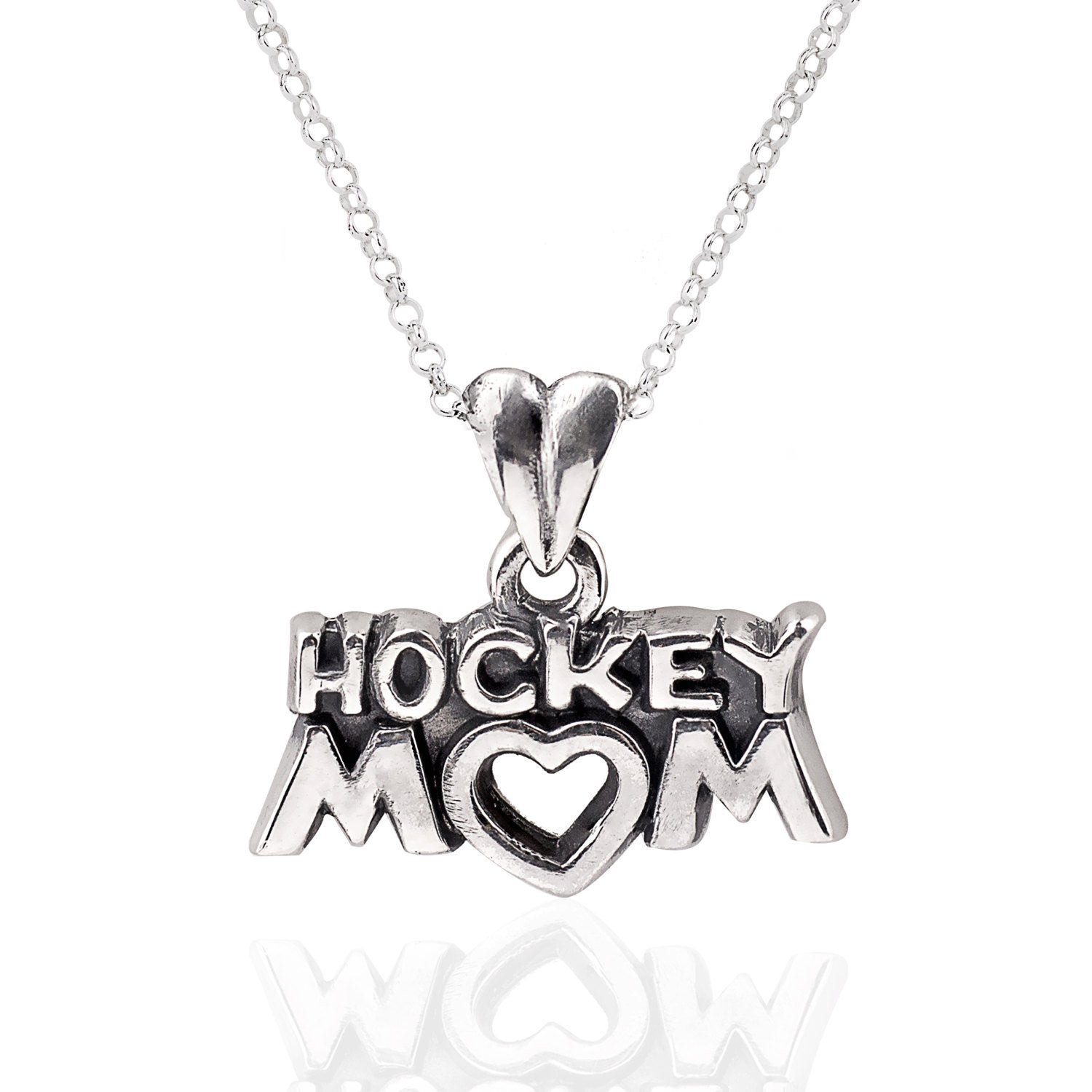 Collier Sterling Siver « Hockey Mom », Hockey, Cadeau pour mère, Bijoux de sport, Chaîne en argent, Cadeau de la fête des Mères, Cadeau de Noël pour la mère