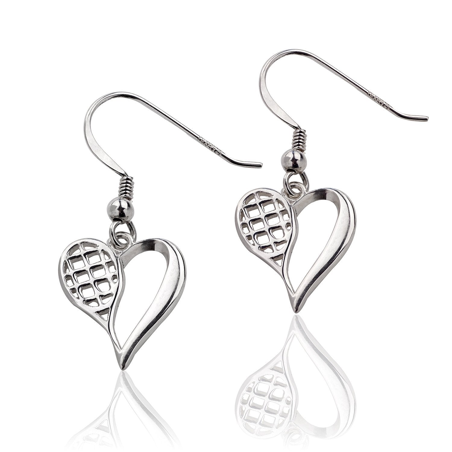 Sterling Silver Personalized Tennis Heart Earrings