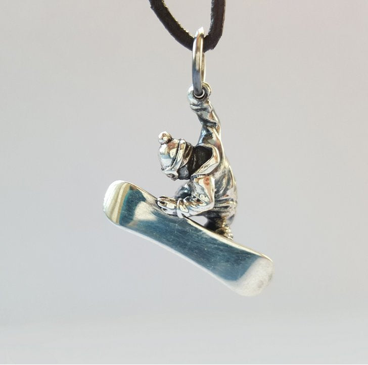 Snow border Silver Pendant, Gift for teen, Winter sports gift, Extreme sports pendant, Snow board, Sports jewelry
